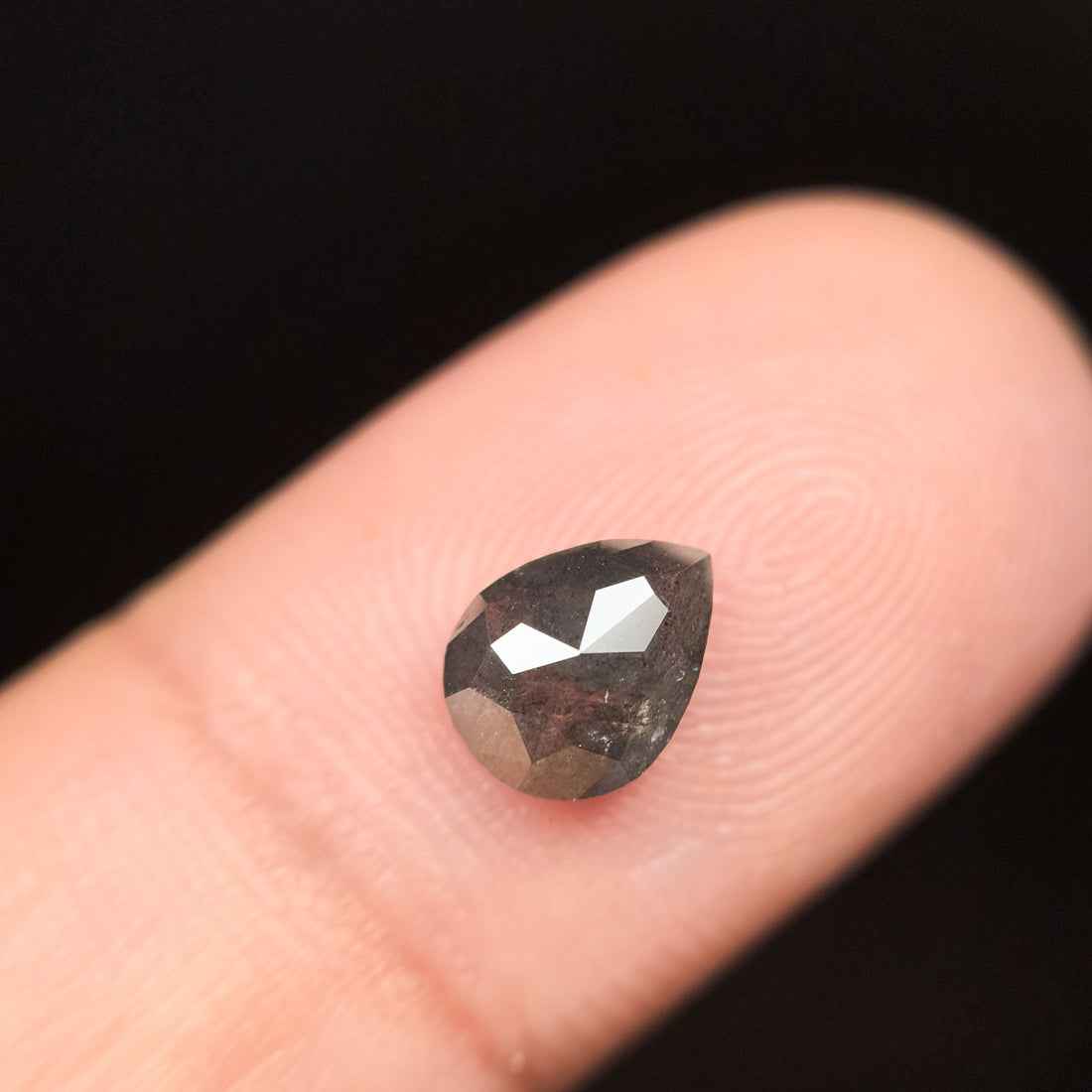 1.26 Ct Pear Rose Cut Grey Natural Galaxy Diamond