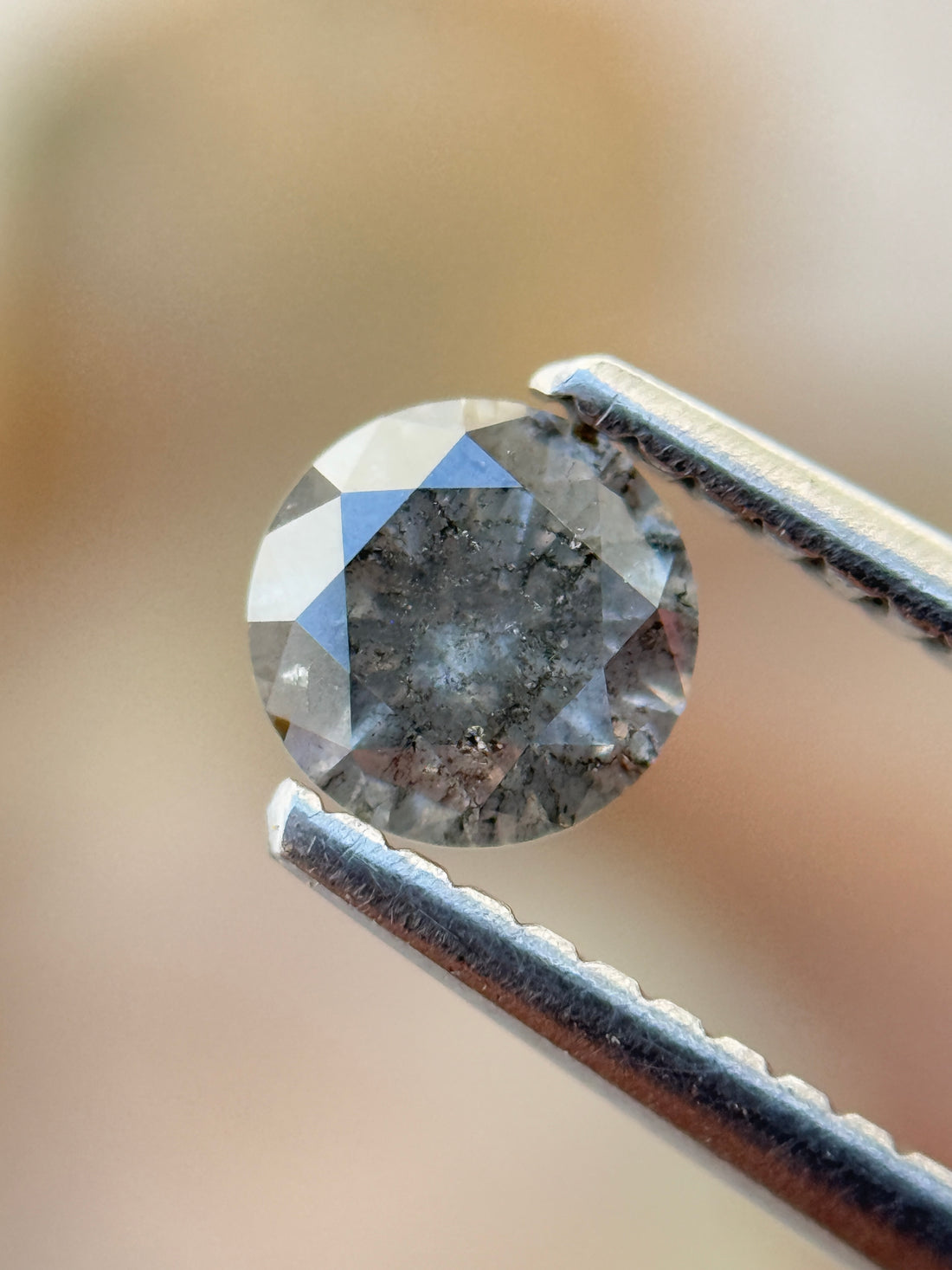 0.47 Ct Round Brilliant Cut Grey Natural Salt and Pepper Diamond