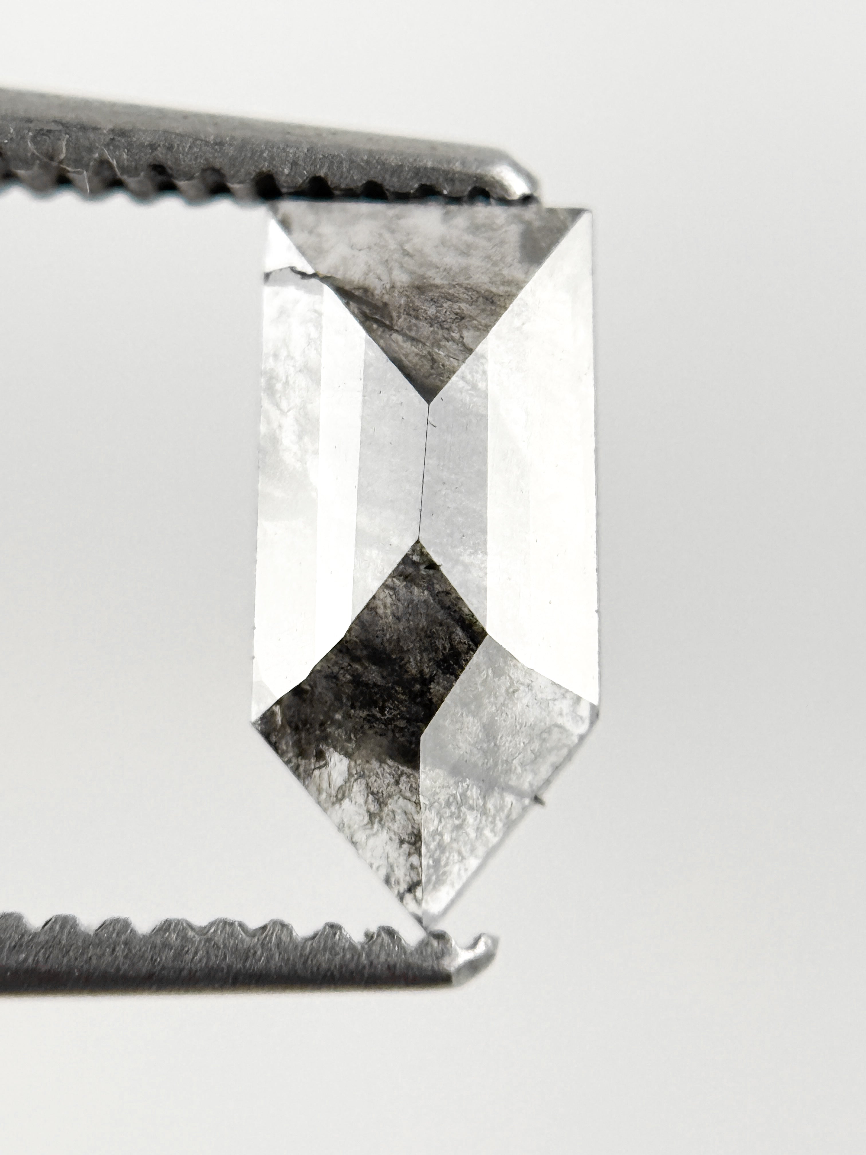 0.68 Ct Bullet Rose Cut Grey Natural Salt and Pepper Diamond