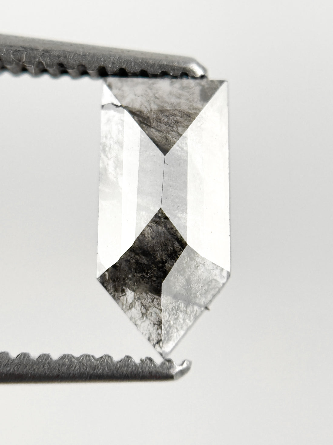 0.68 Ct Bullet Rose Cut Grey Natural Salt and Pepper Diamond