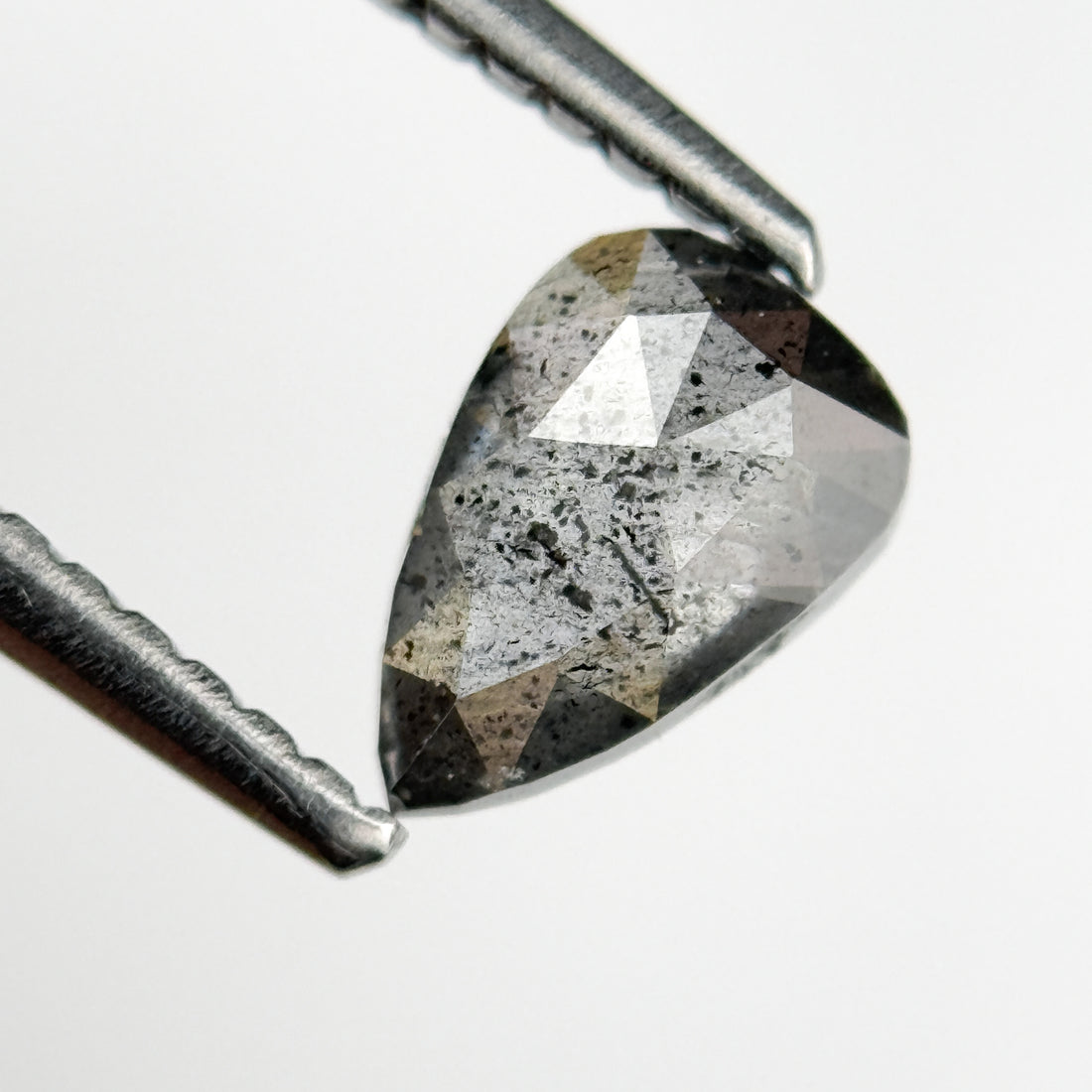 0.65 Ct Pear Rose Cut Grey Natural Salt and Pepper Diamond