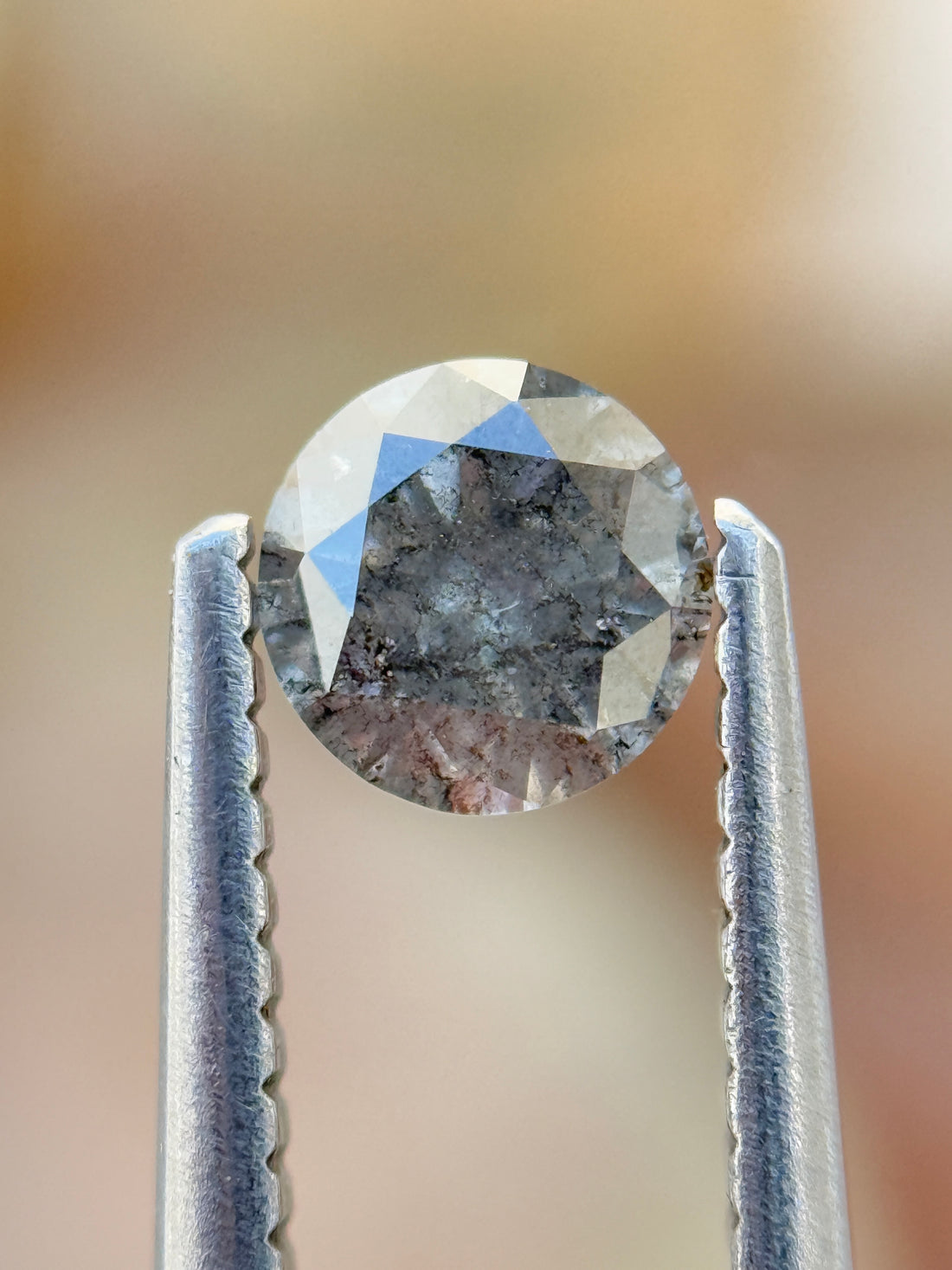 0.47 Ct Round Brilliant Cut Grey Natural Salt and Pepper Diamond