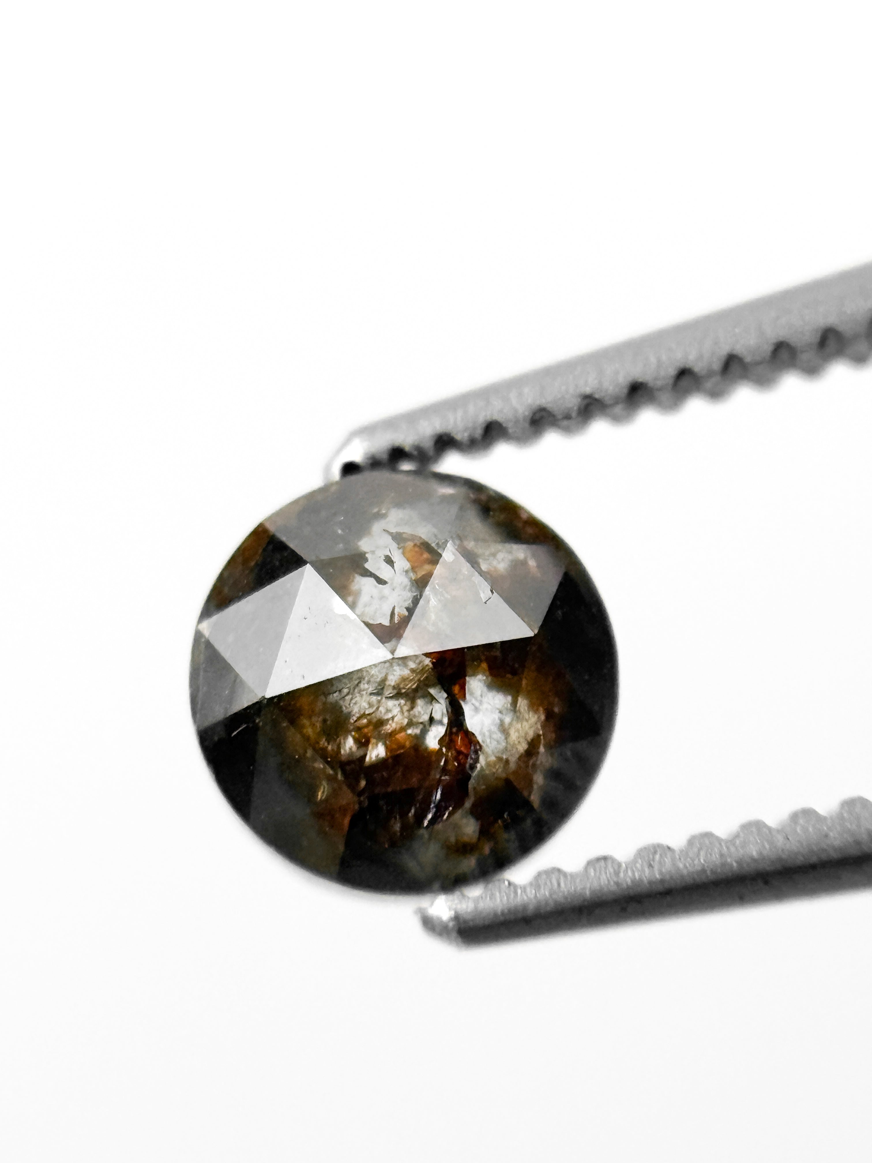 0.88 Ct Round Rose Cut Dark Red Natural Minimalist Diamond