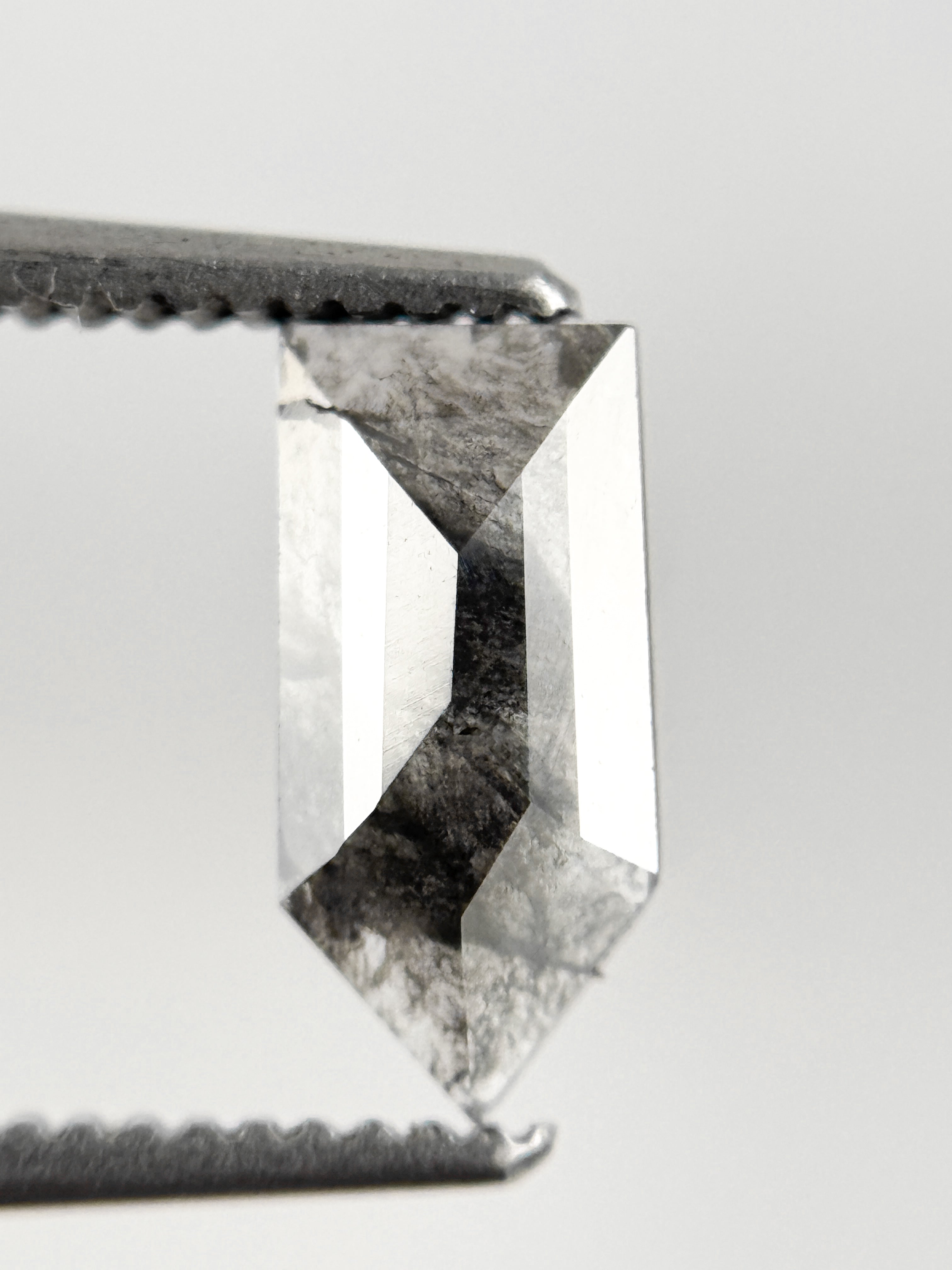 0.68 Ct Bullet Rose Cut Grey Natural Salt and Pepper Diamond