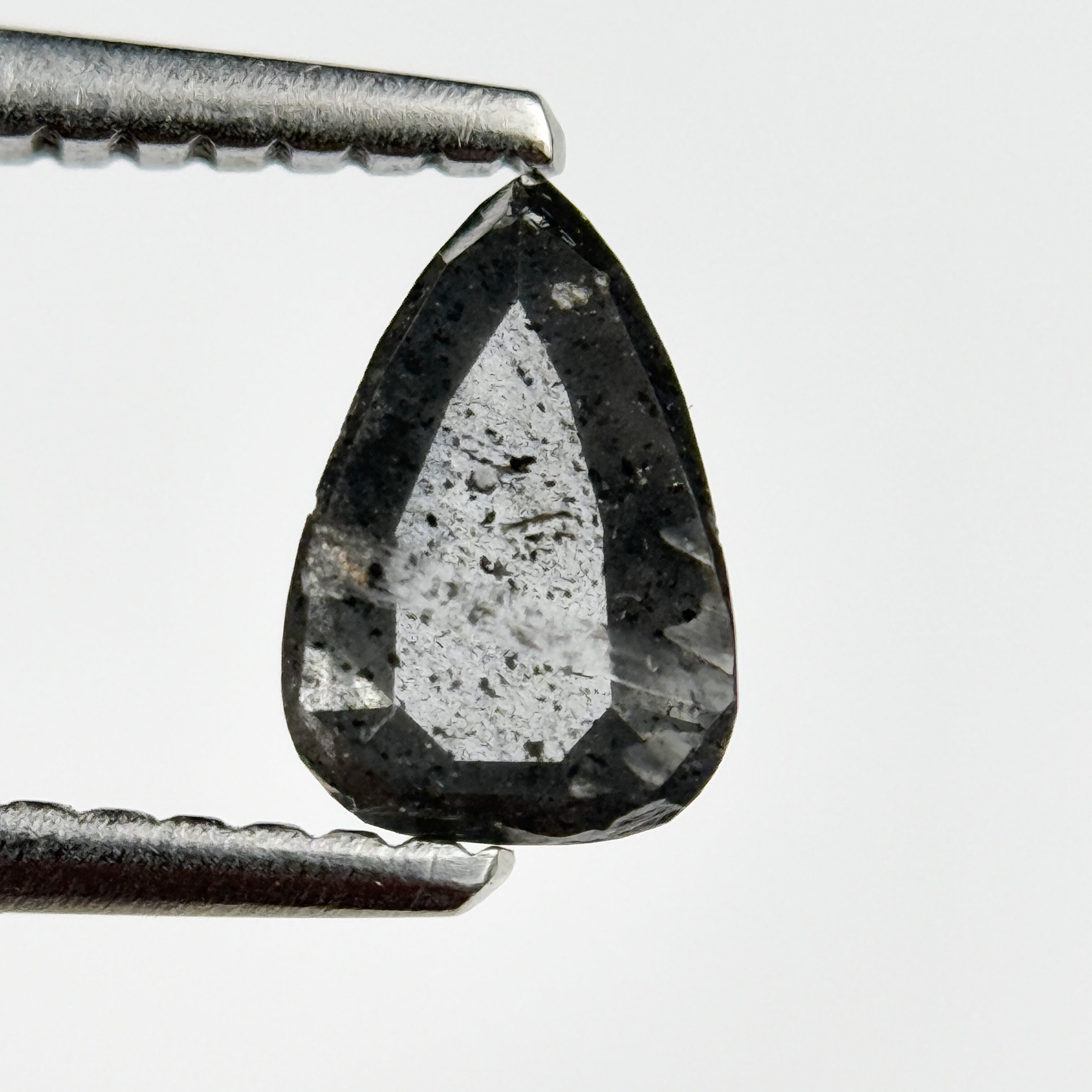 0.65 Ct Pear Rose Cut Grey Natural Salt and Pepper Diamond