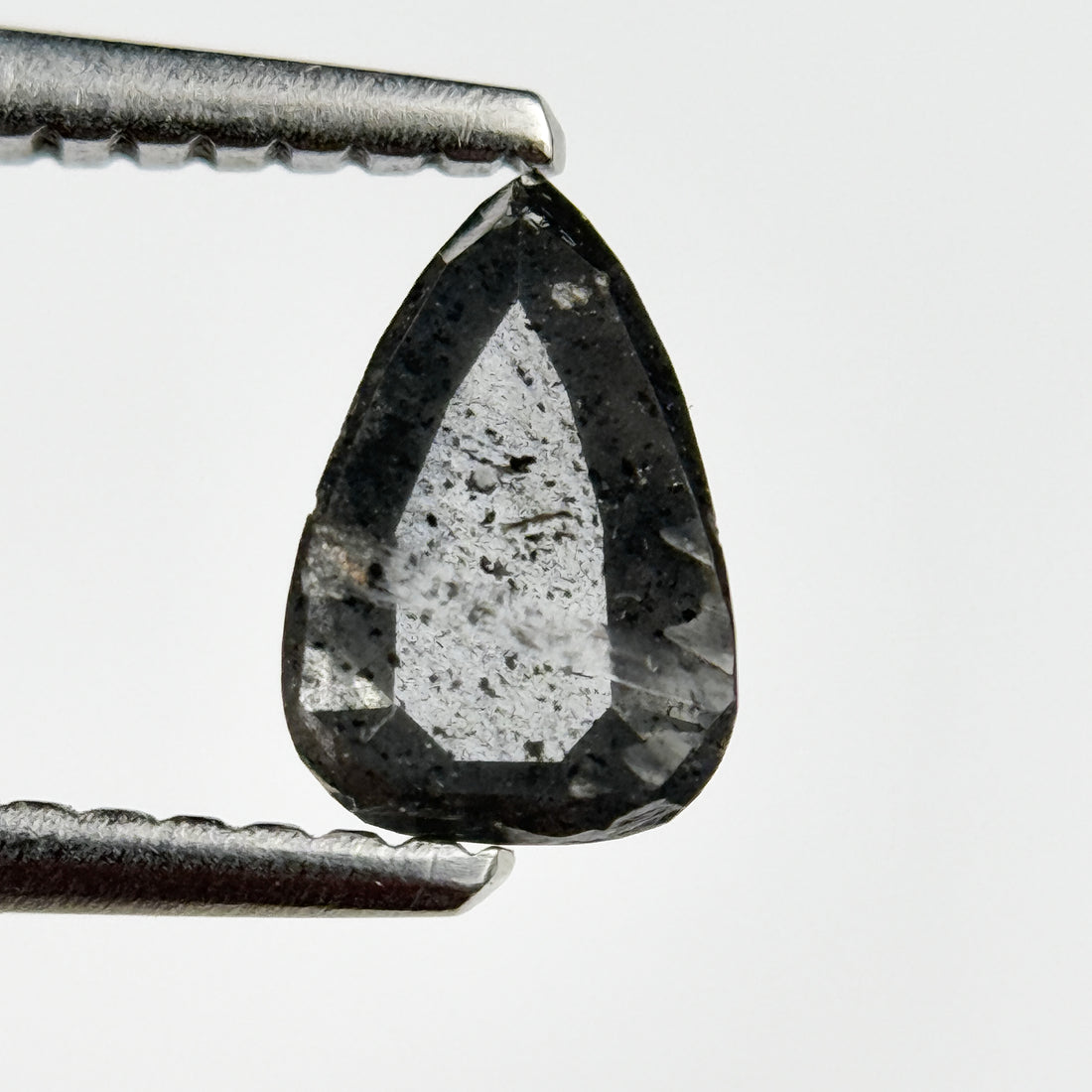 0.65 Ct Pear Rose Cut Grey Natural Salt and Pepper Diamond