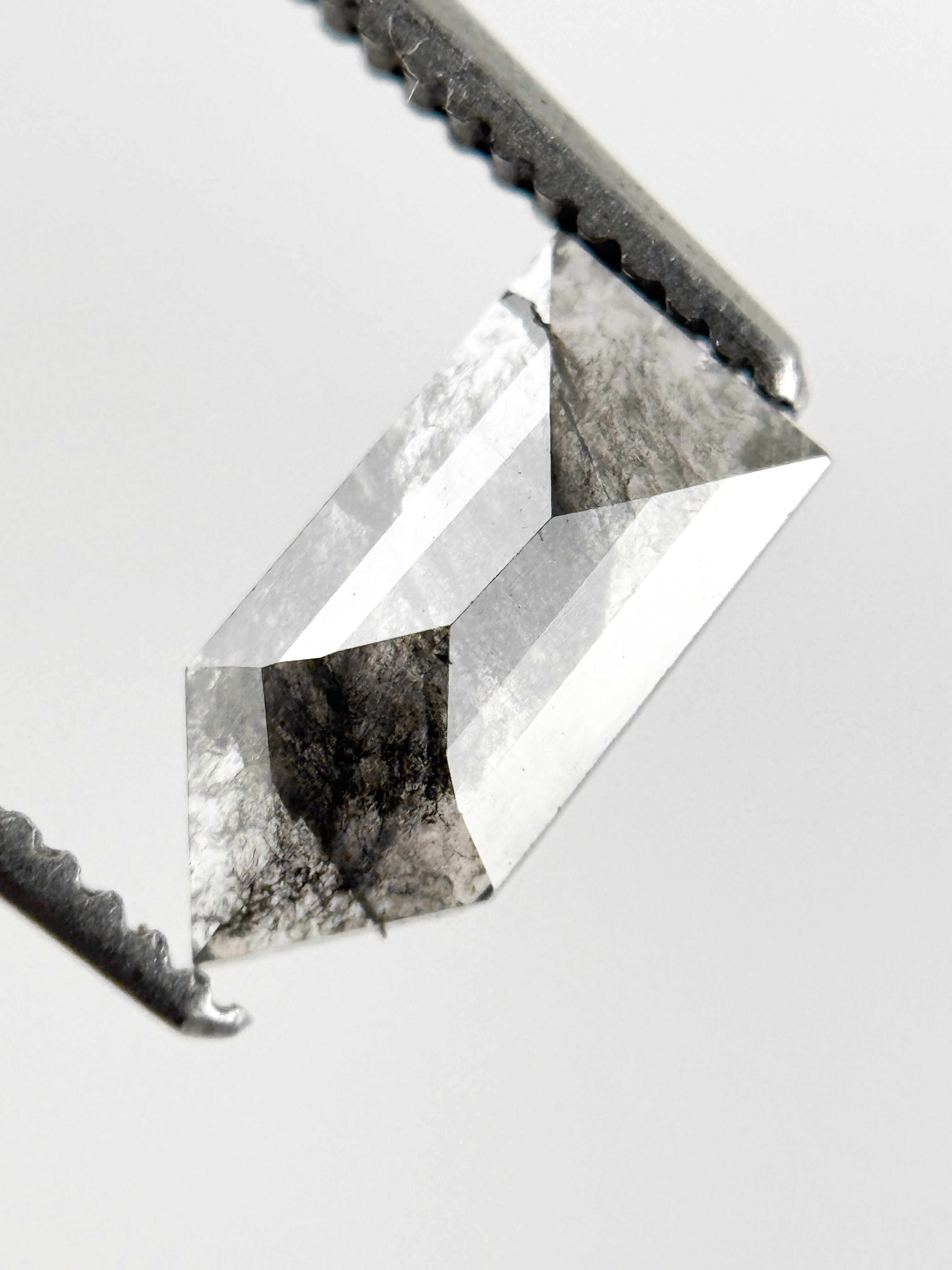 0.68 Ct Bullet Rose Cut Grey Natural Salt and Pepper Diamond