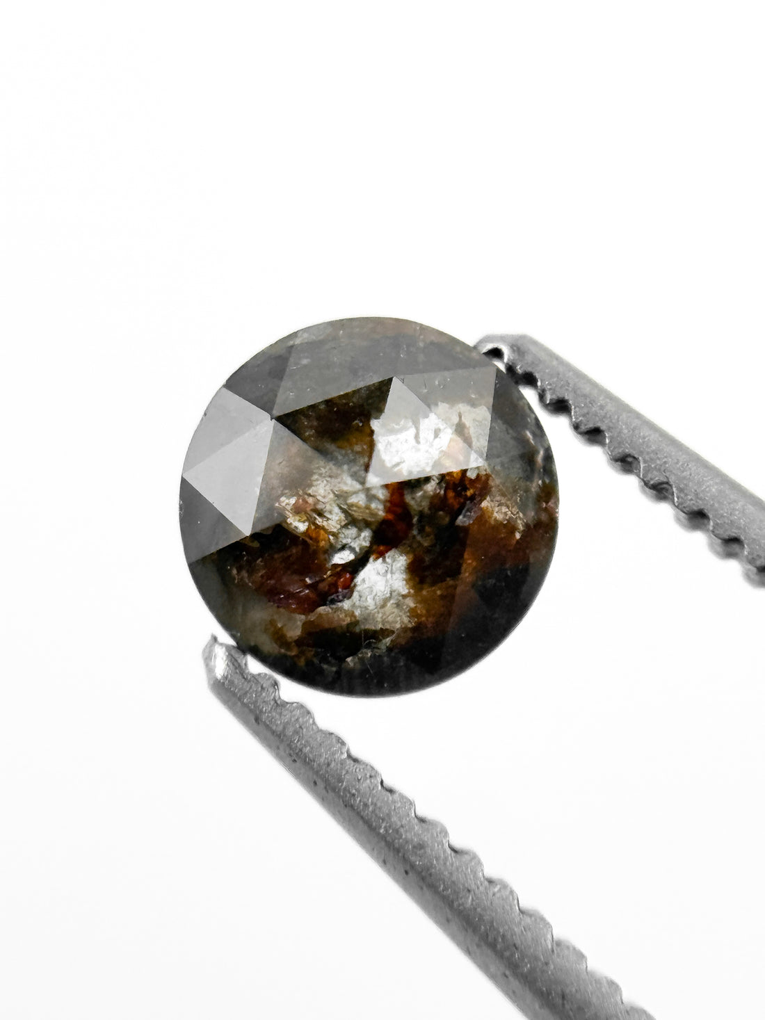 0.88 Ct Round Rose Cut Dark Red Natural Minimalist Diamond