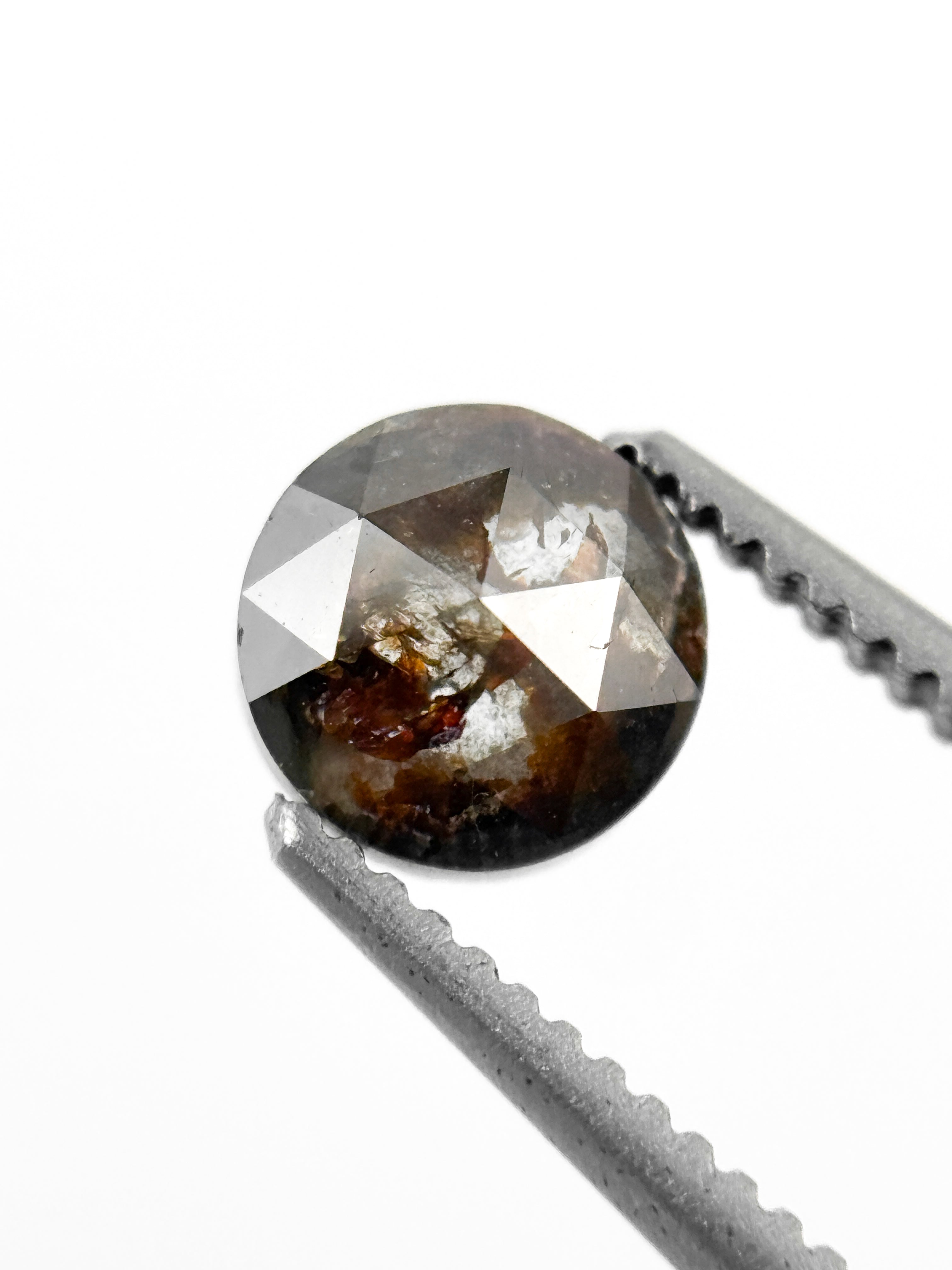 0.88 Ct Round Rose Cut Dark Red Natural Minimalist Diamond