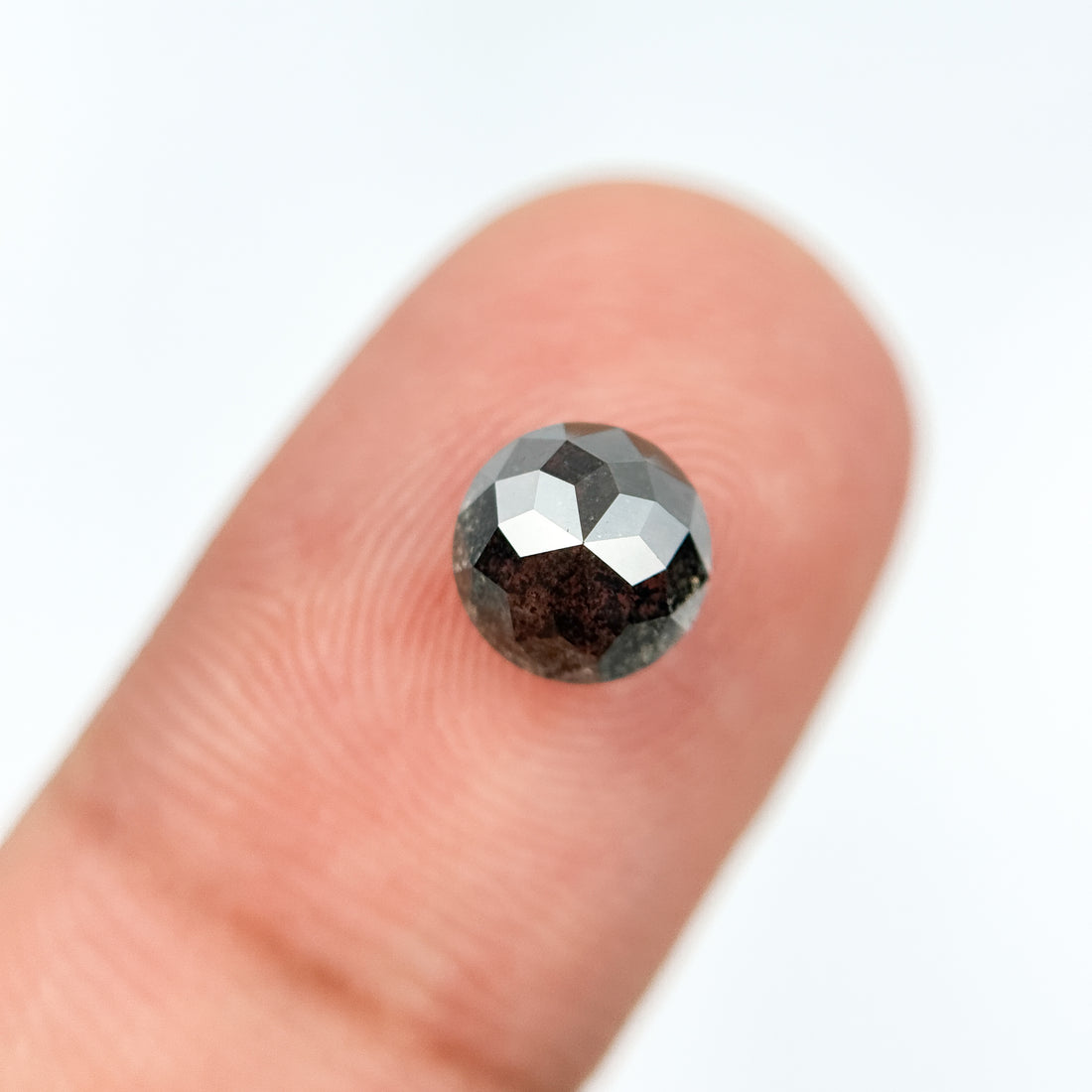1.91 Ct Round Rose Cut Grey Natural Salt and Pepper Diamond