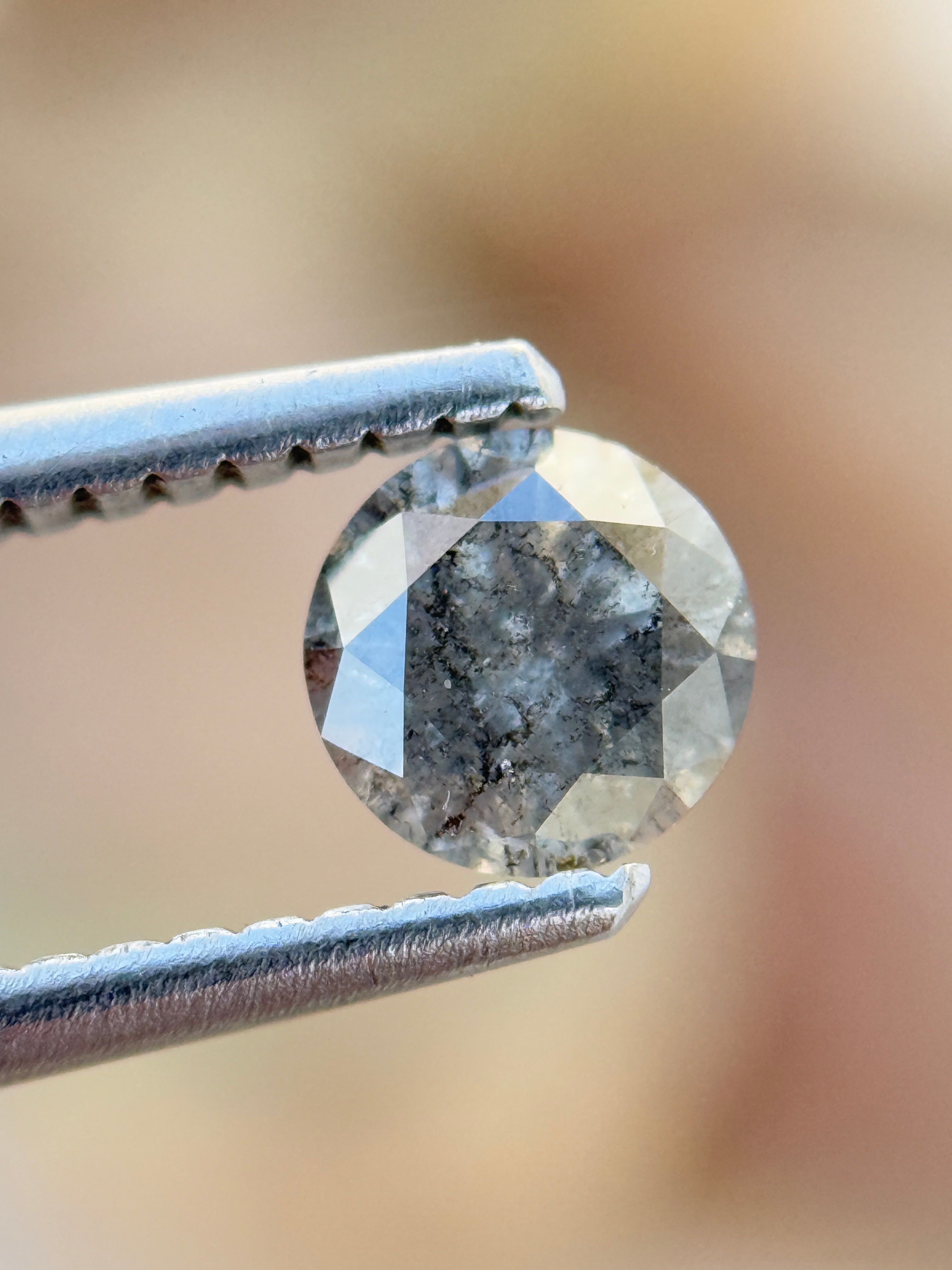 0.47 Ct Round Brilliant Cut Grey Natural Salt and Pepper Diamond