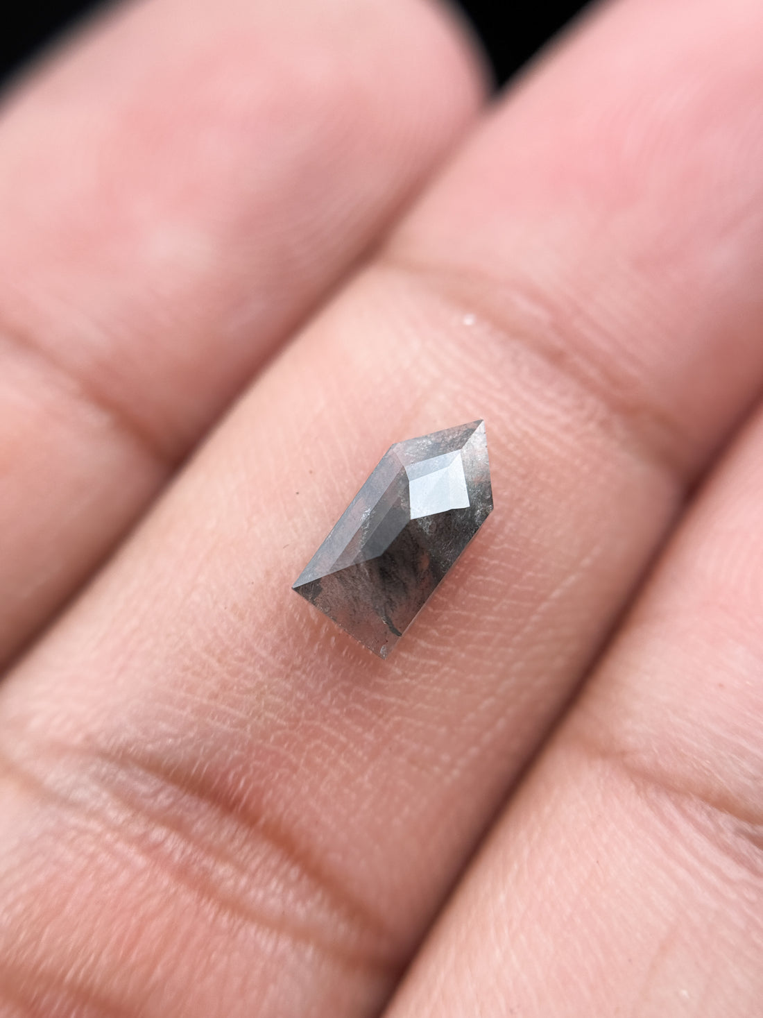 0.68 Ct Bullet Rose Cut Grey Natural Salt and Pepper Diamond