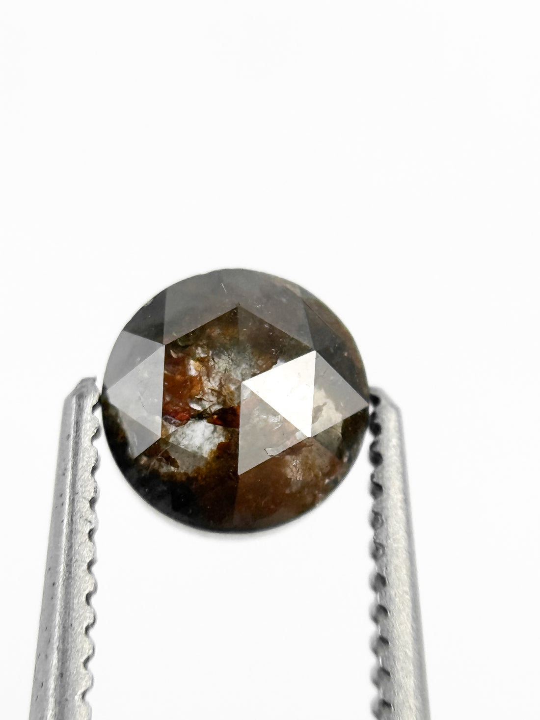0.88 Ct Round Rose Cut Dark Red Natural Minimalist Diamond