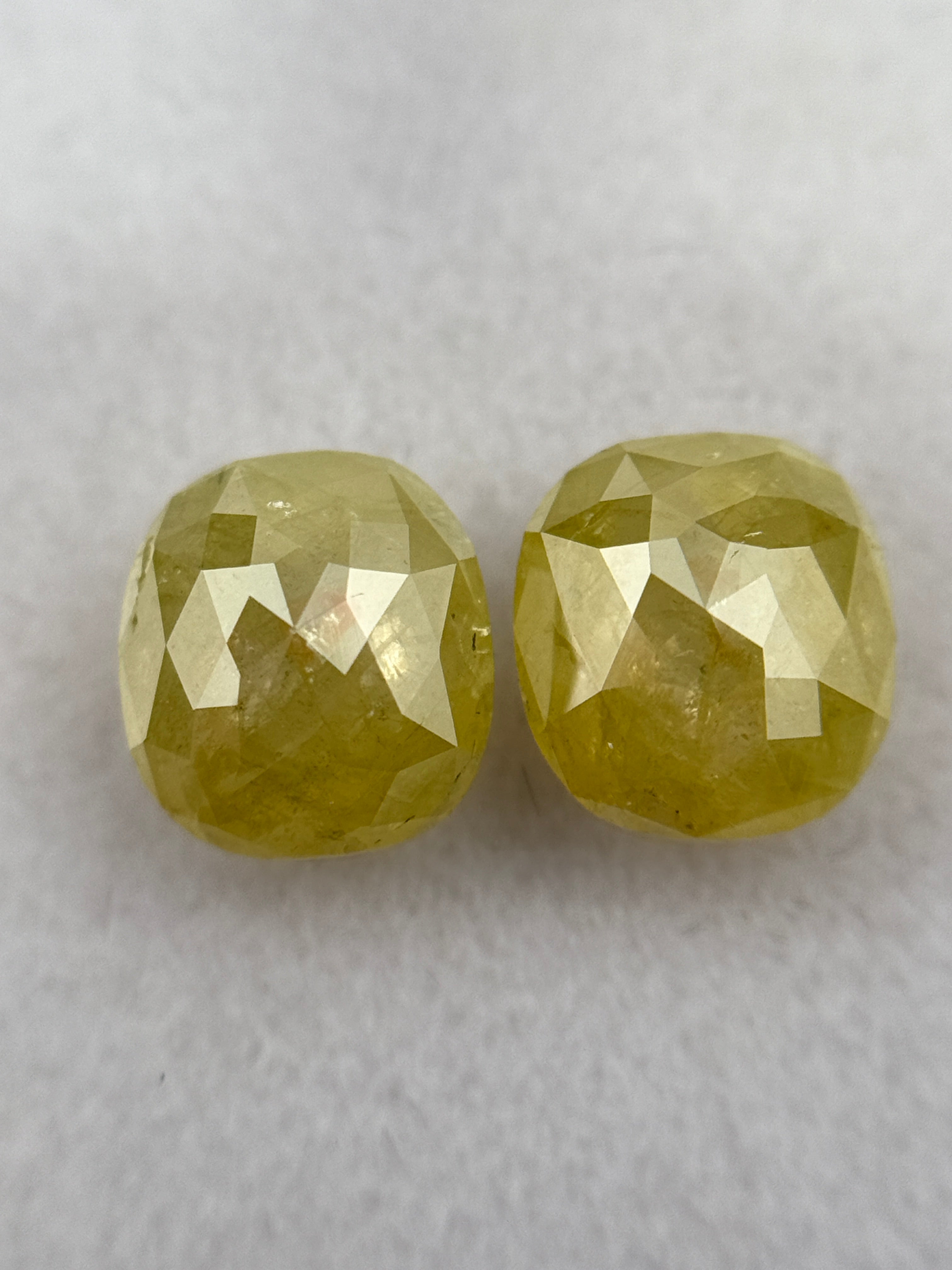 1.98 Ct Oval Rose Cut Yellow Natural Galaxy Diamond Pair