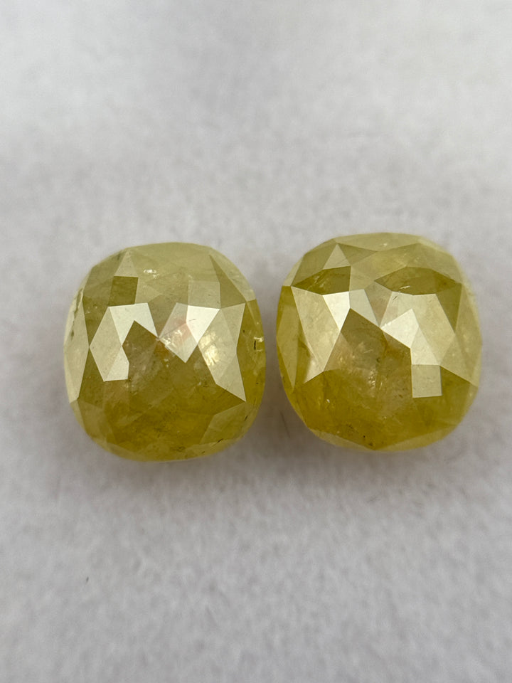 1.98 Ct Oval Rose Cut Yellow Natural Galaxy Diamond Pair