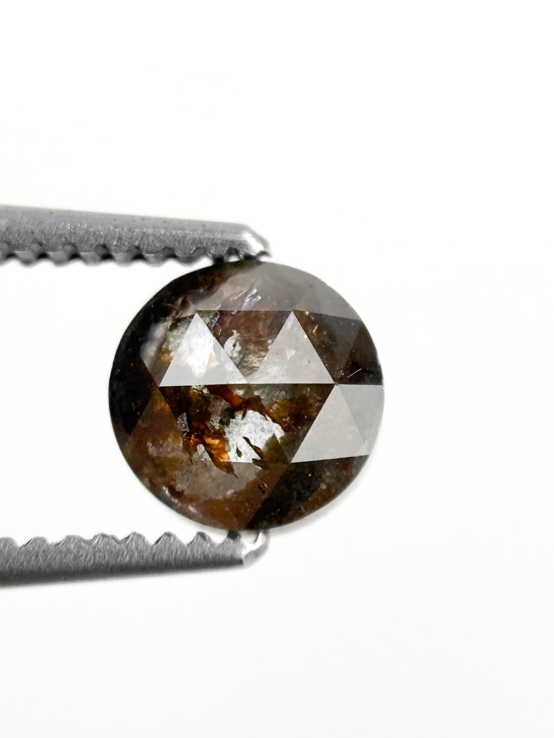 0.88 Ct Round Rose Cut Dark Red Natural Minimalist Diamond