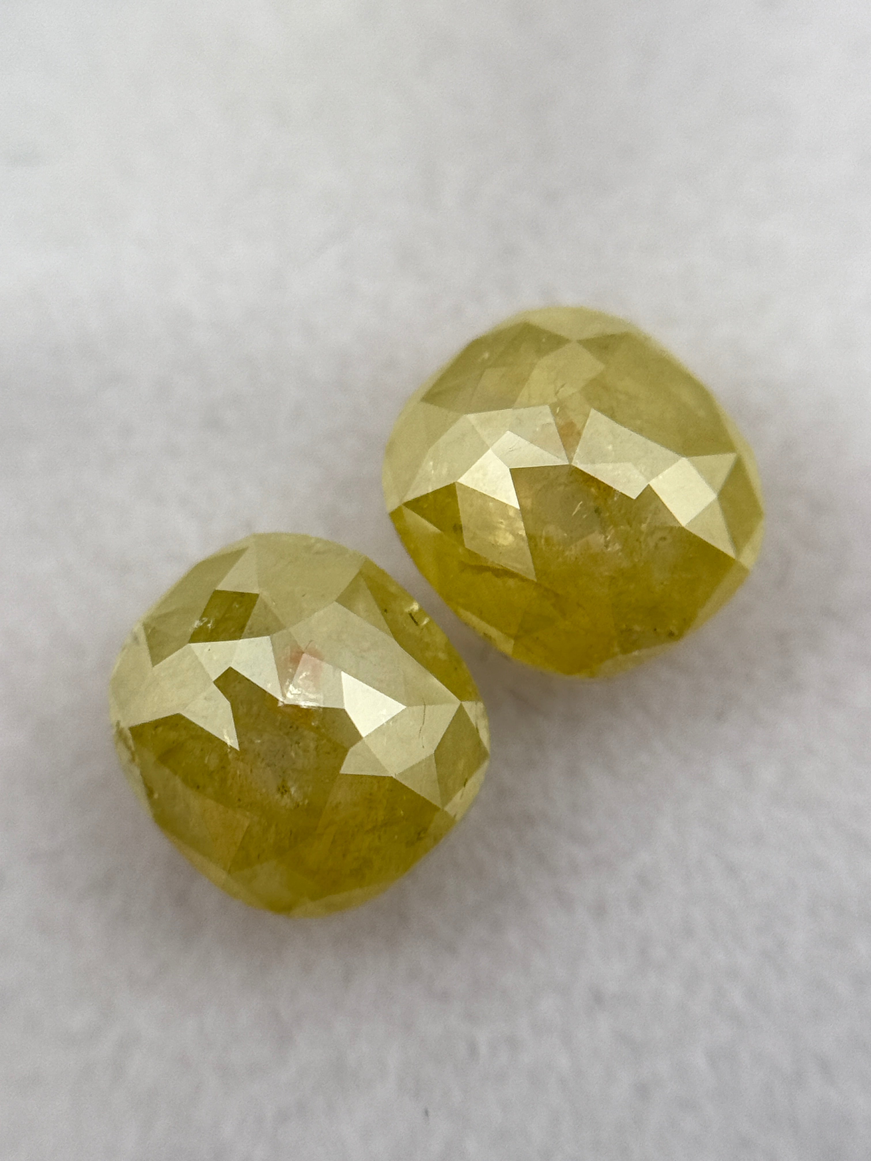 1.98 Ct Oval Rose Cut Yellow Natural Galaxy Diamond Pair