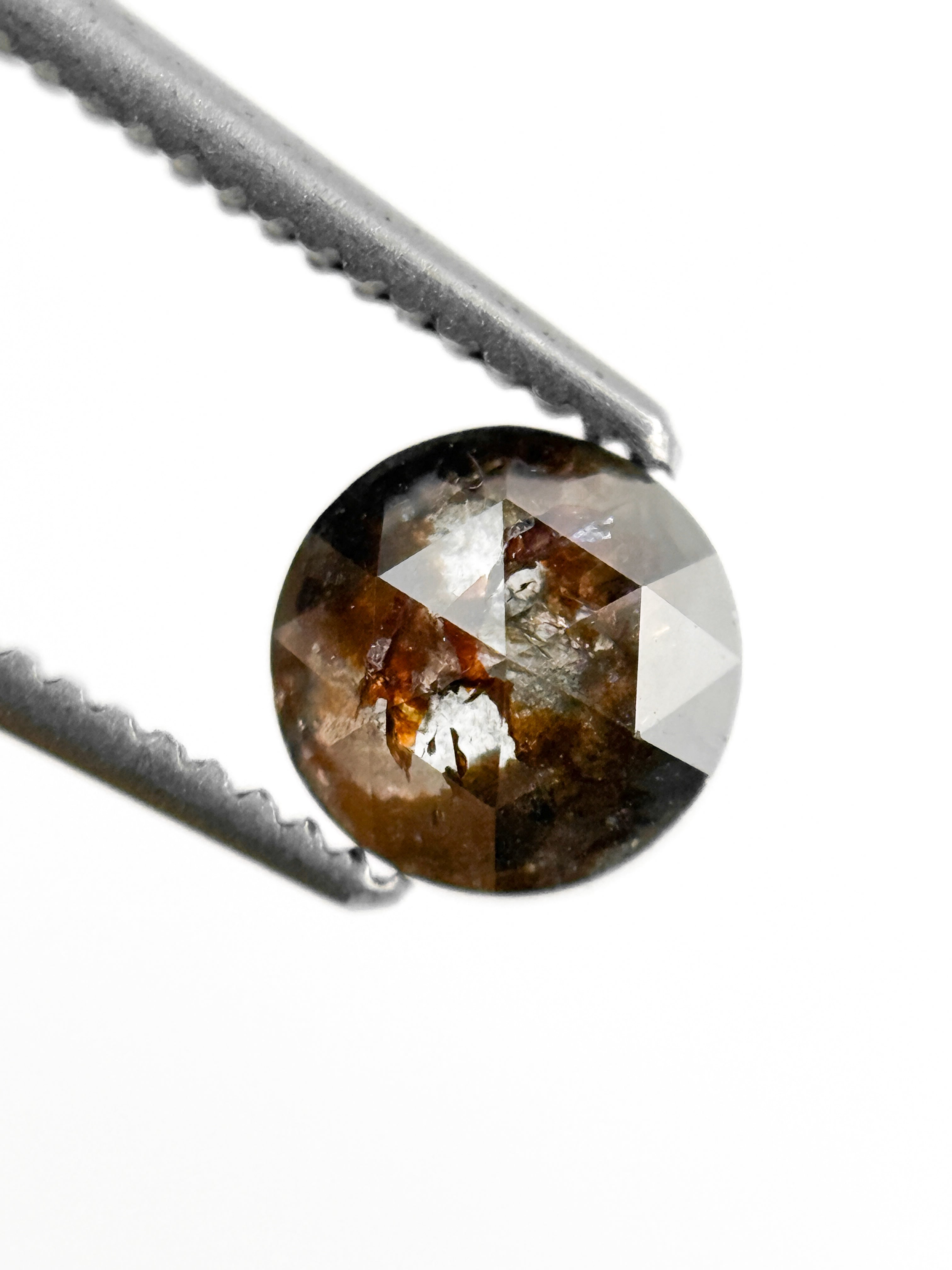 0.88 Ct Round Rose Cut Dark Red Natural Minimalist Diamond