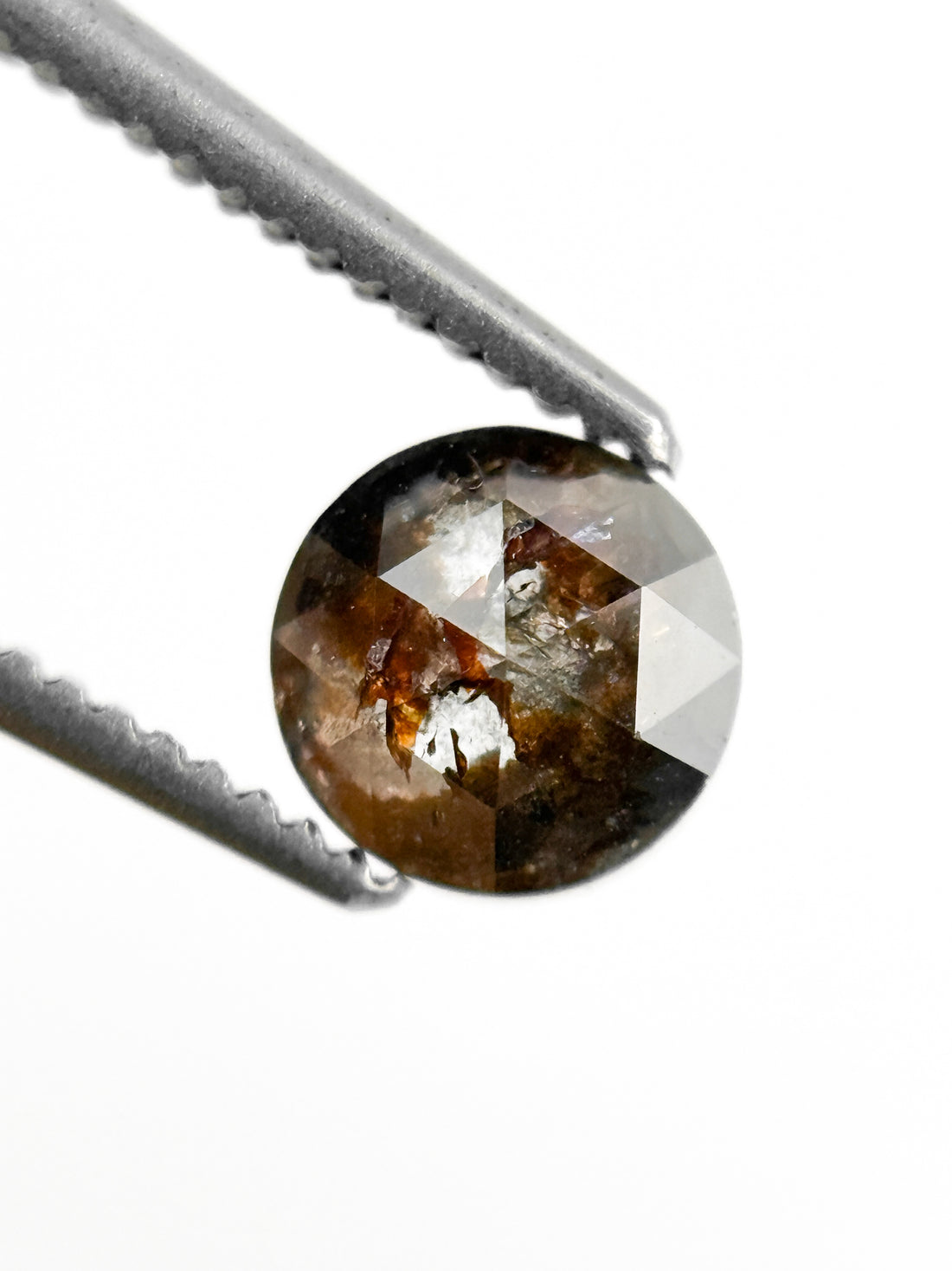 0.88 Ct Round Rose Cut Dark Red Natural Minimalist Diamond