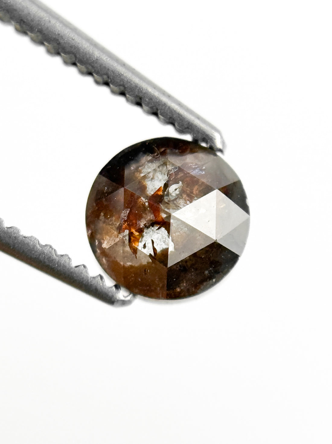 0.88 Ct Round Rose Cut Dark Red Natural Minimalist Diamond
