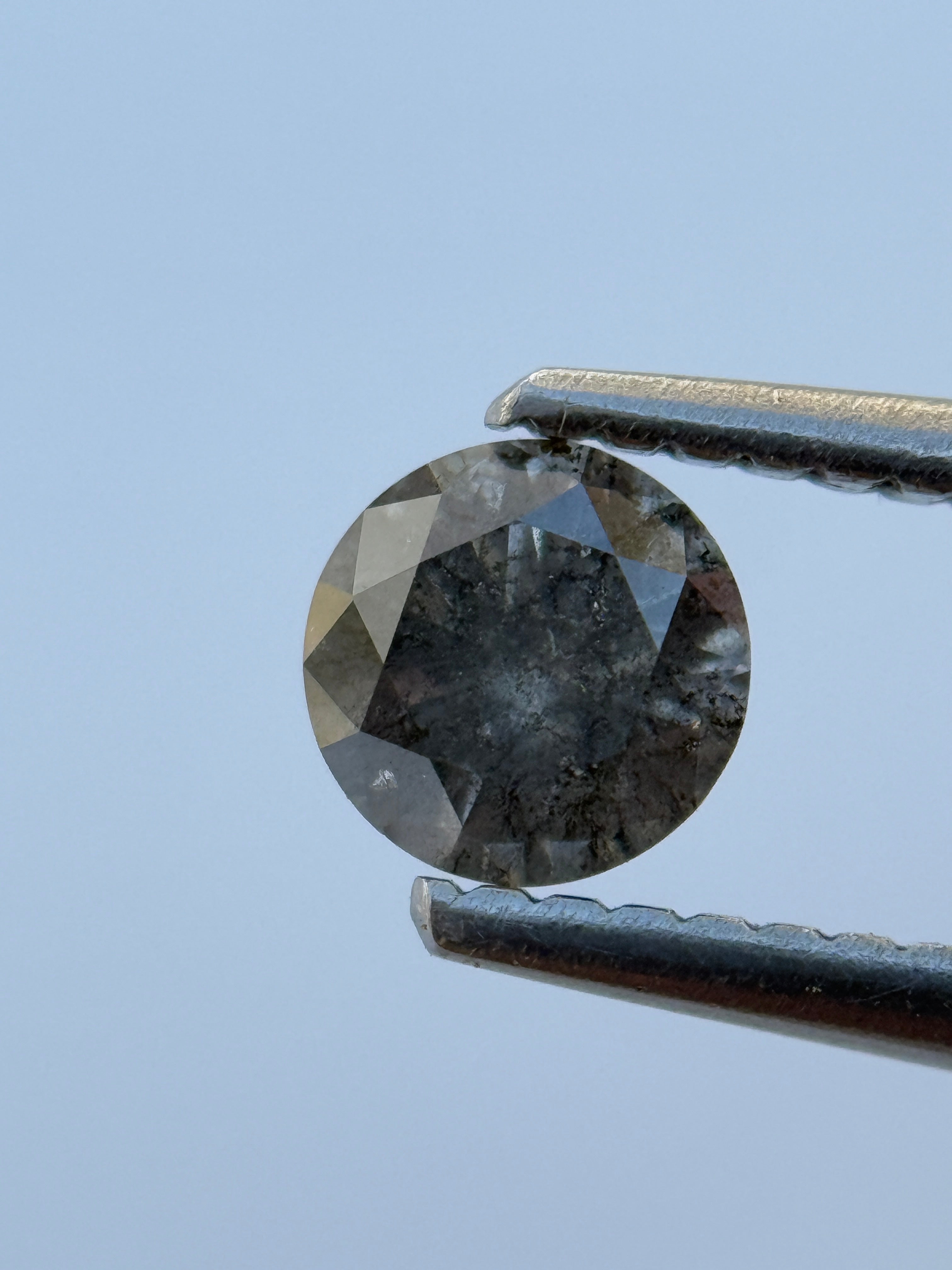0.47 Ct Round Brilliant Cut Grey Natural Salt and Pepper Diamond