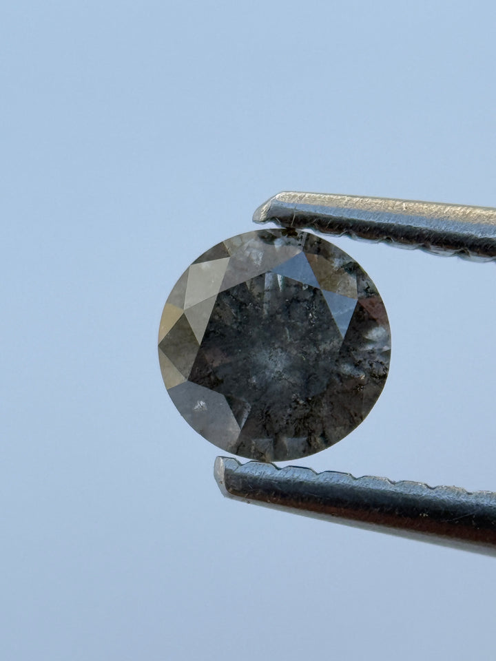 0.47 Ct Round Brilliant Cut Grey Natural Salt and Pepper Diamond