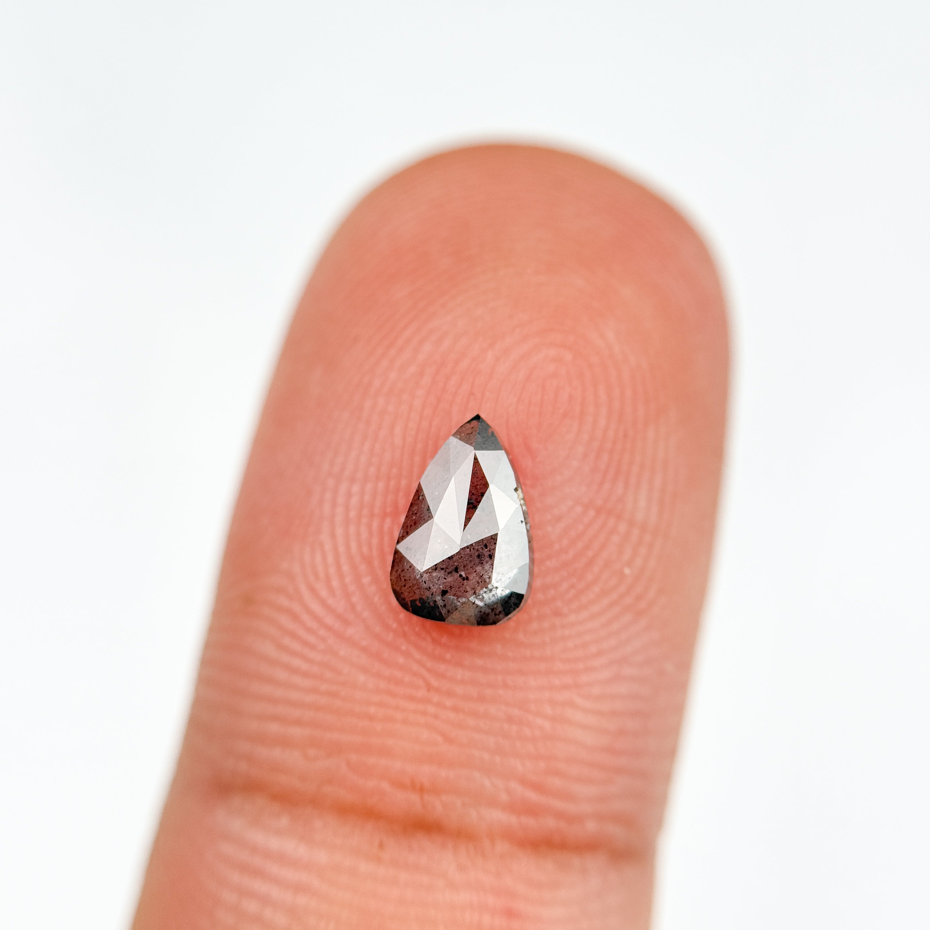 0.65 Ct Pear Rose Cut Grey Natural Salt and Pepper Diamond