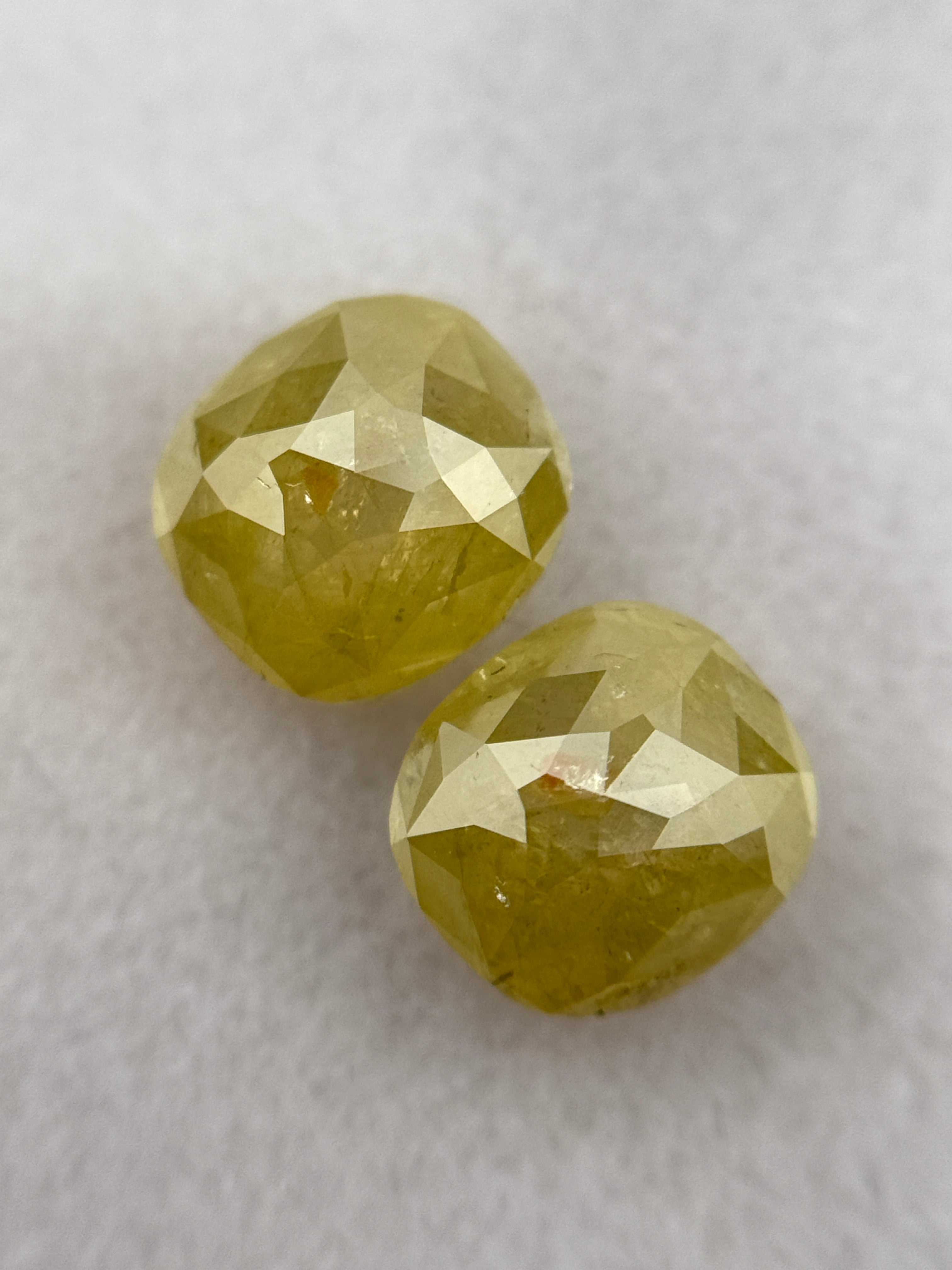 1.98 Ct Oval Rose Cut Yellow Natural Galaxy Diamond Pair
