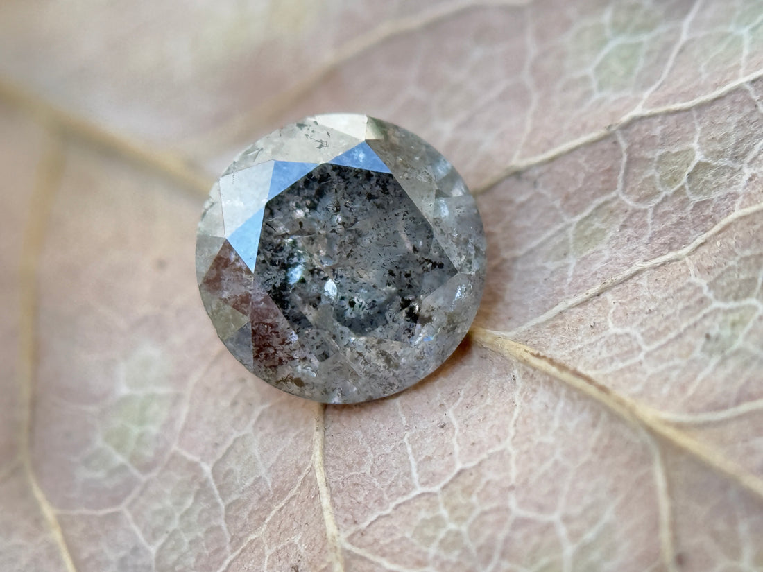 0.60 Ct Round Brilliant Cut Grey Natural Salt and Pepper Diamond