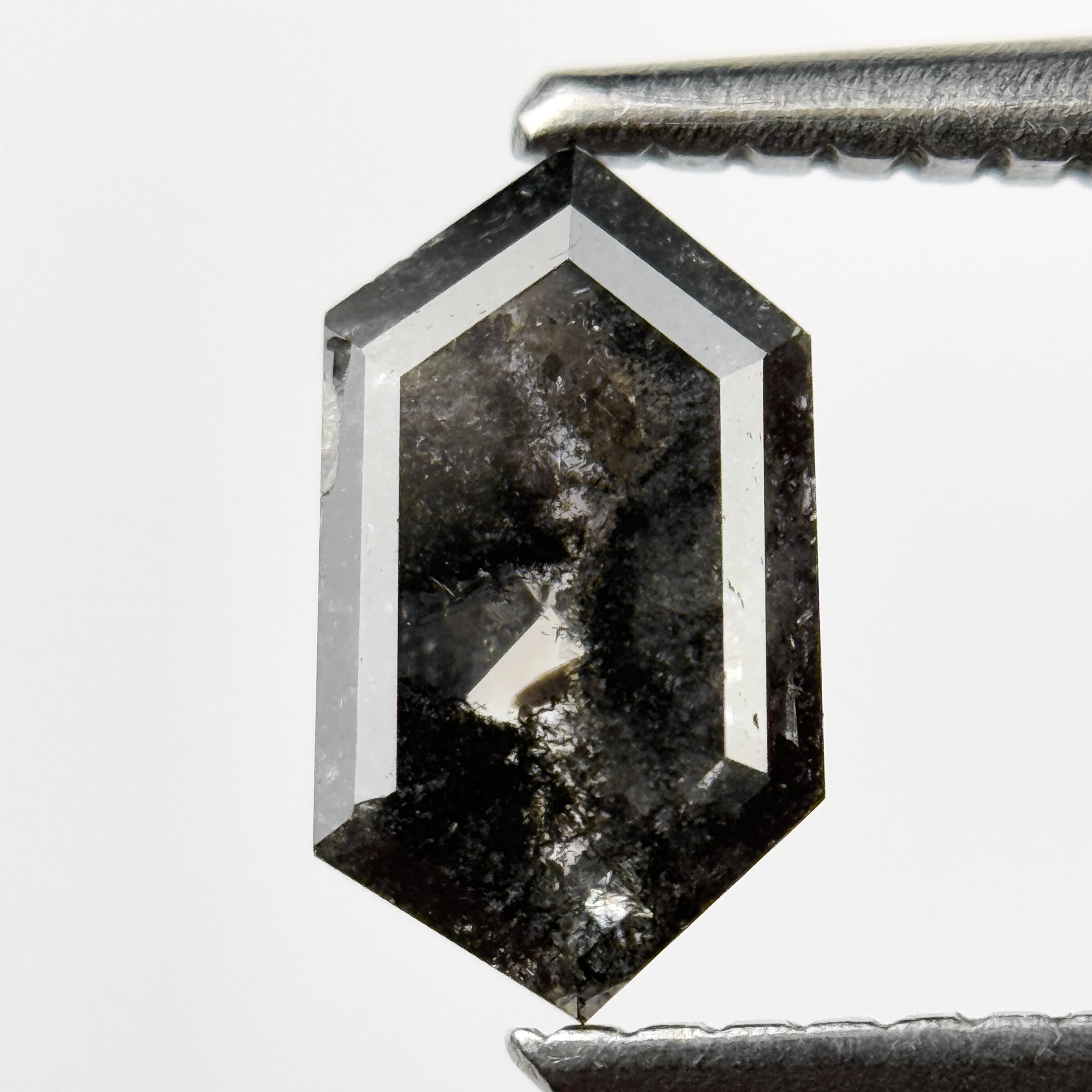 0.83 Ct Hexagon Rose Cut Grey Natural Salt and Pepper Diamond