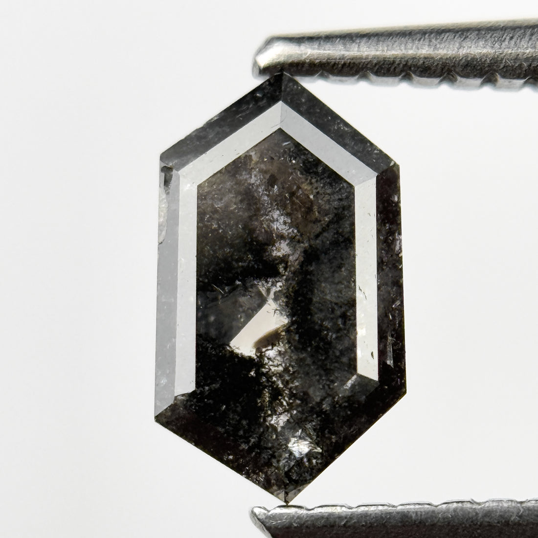 0.83 Ct Hexagon Rose Cut Grey Natural Salt and Pepper Diamond