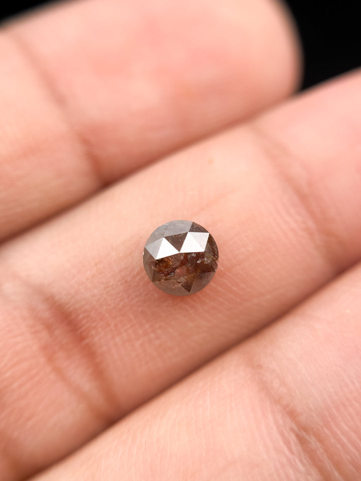 0.88 Ct Round Rose Cut Dark Red Natural Minimalist Diamond