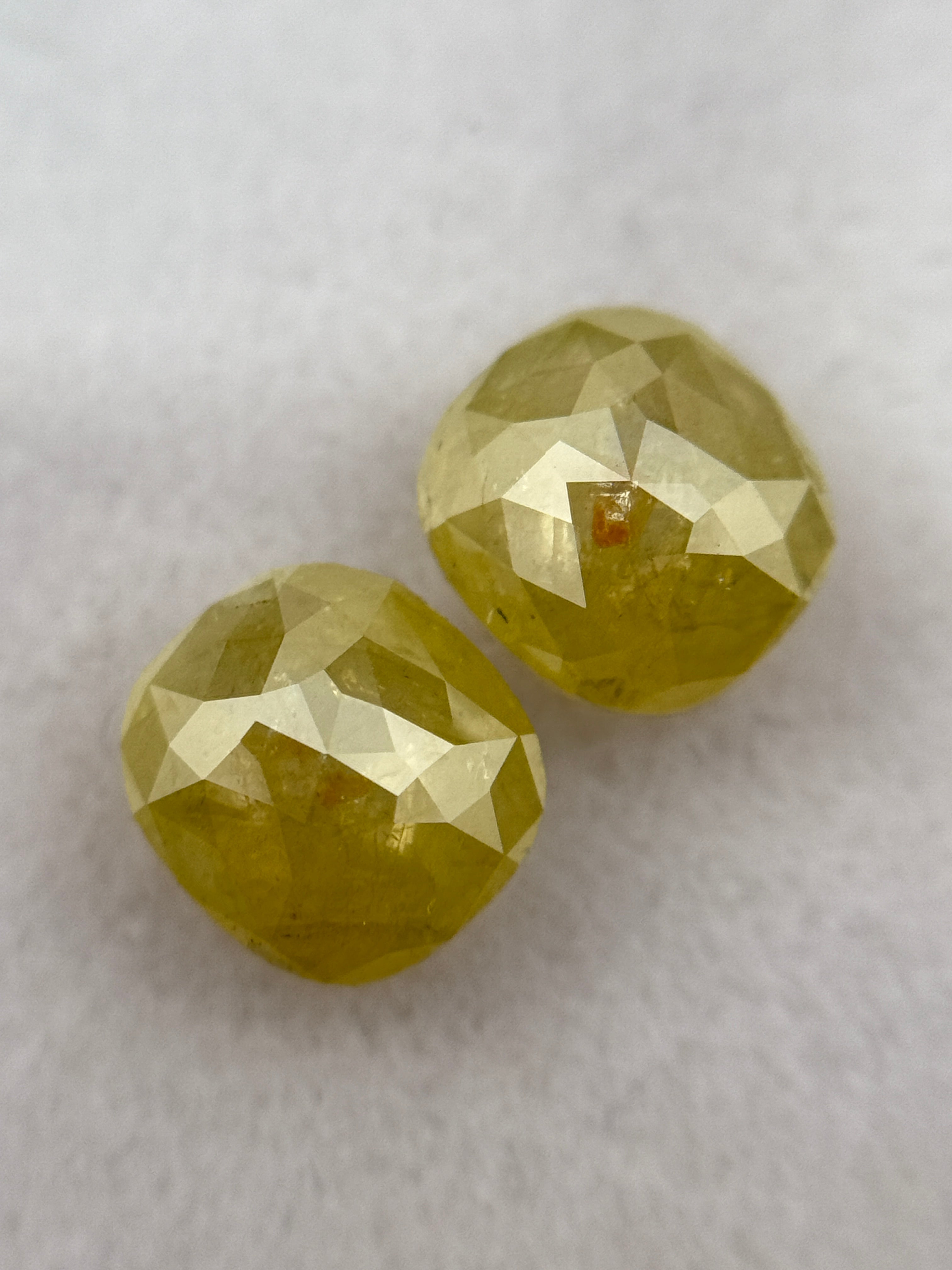 1.98 Ct Oval Rose Cut Yellow Natural Galaxy Diamond Pair