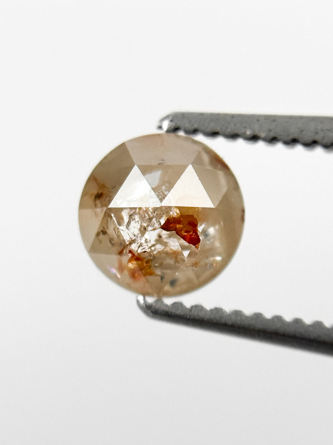 0.78 Ct Round Rose Cut Peach Natural Fancy Diamond