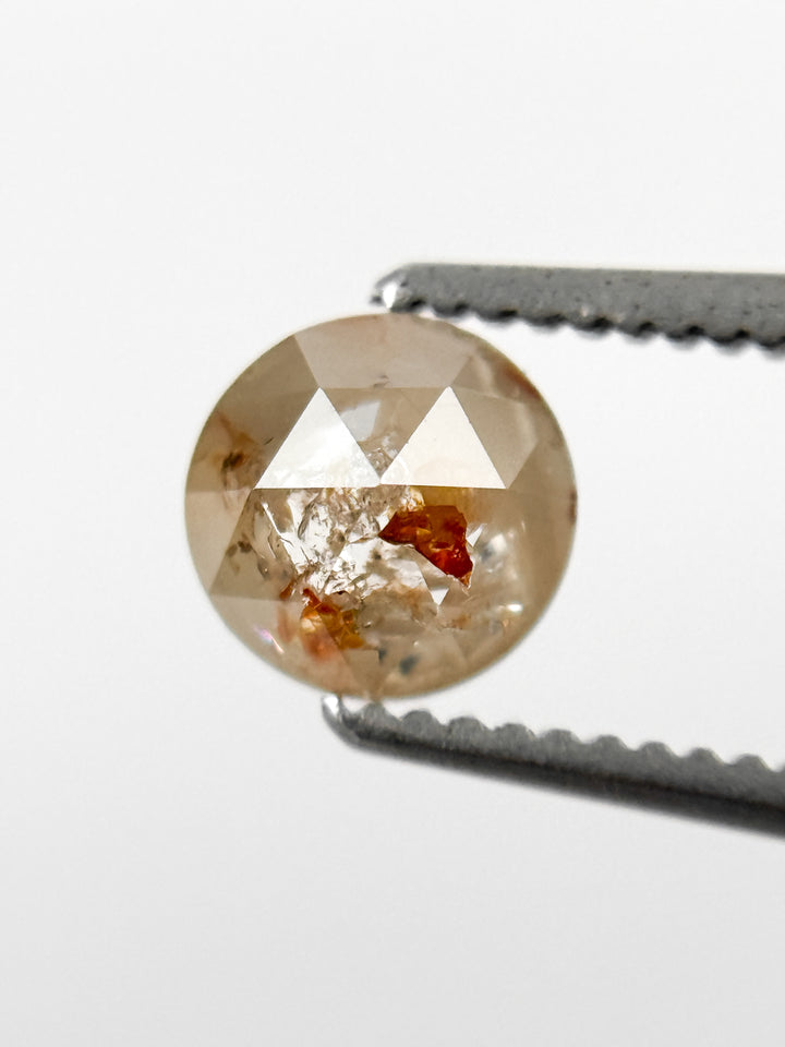 0.78 Ct Round Rose Cut Peach Natural Fancy Diamond