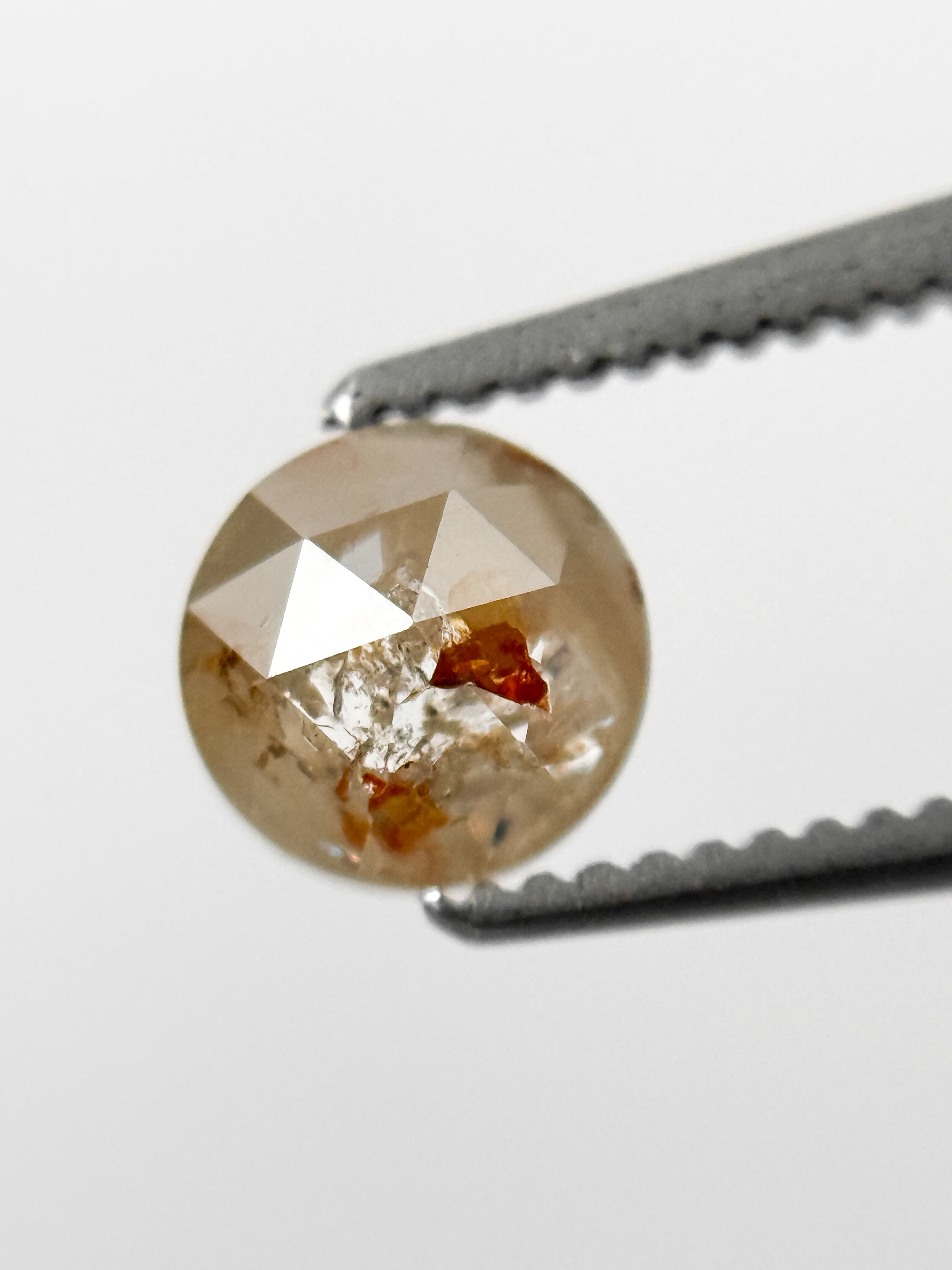 0.78 Ct Round Rose Cut Peach Natural Fancy Diamond