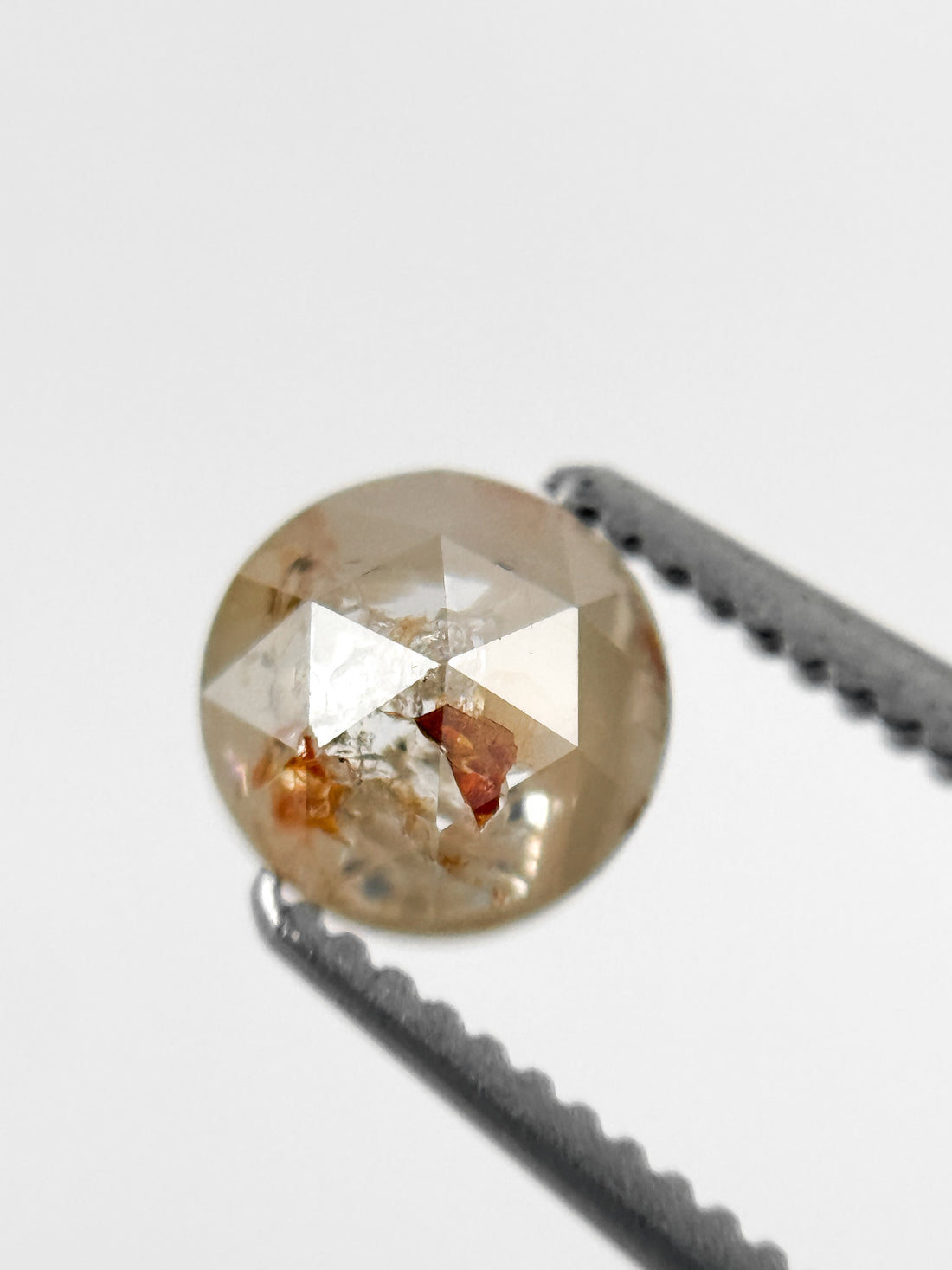 0.78 Ct Round Rose Cut Peach Natural Fancy Diamond