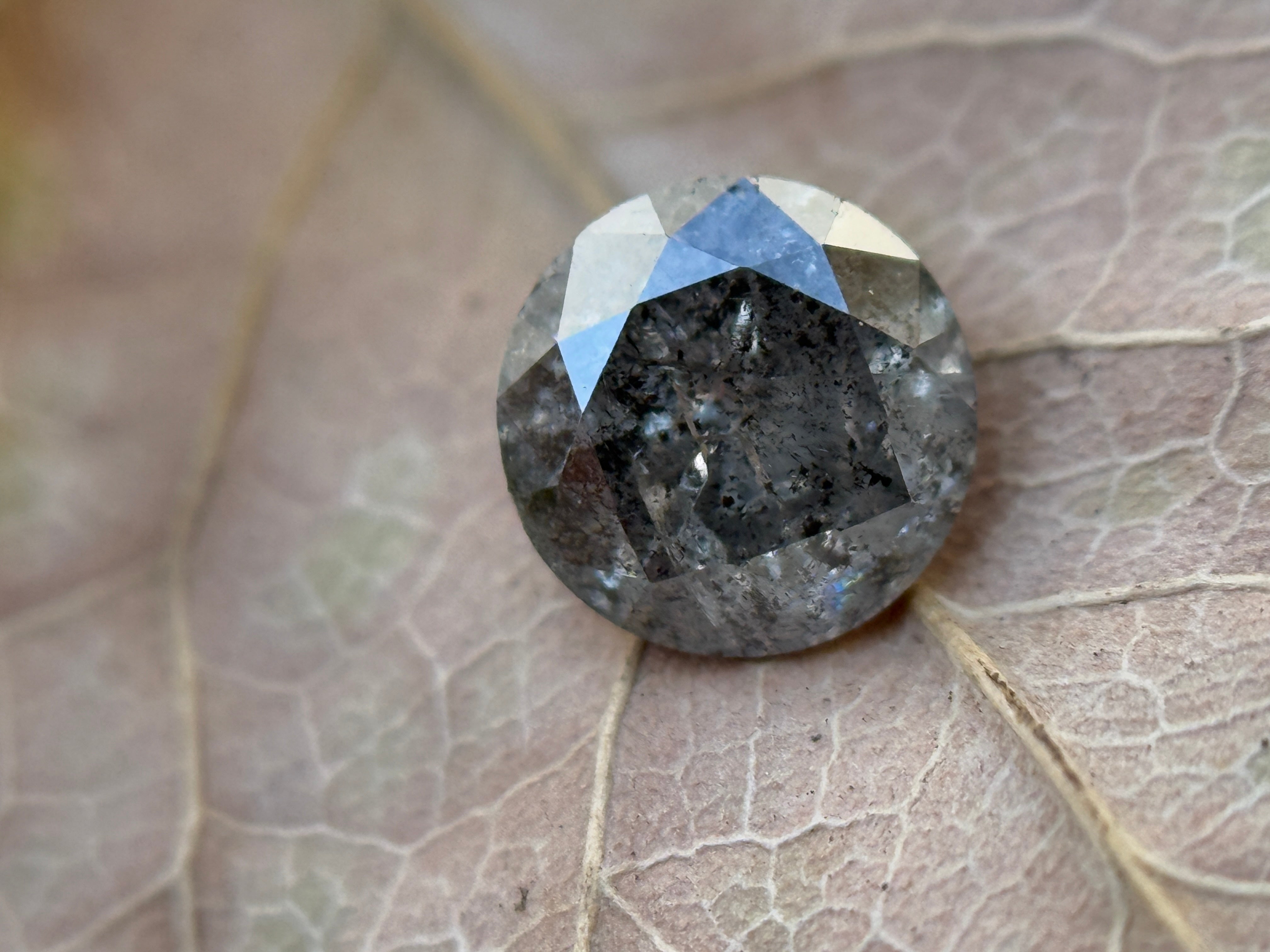 0.60 Ct Round Brilliant Cut Grey Natural Salt and Pepper Diamond