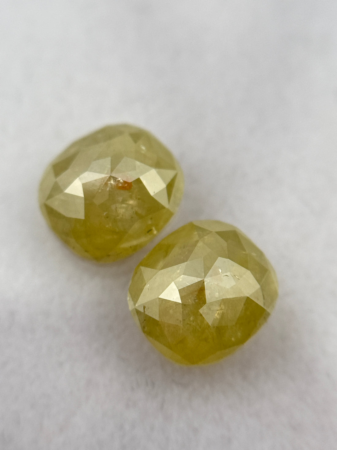 1.98 Ct Oval Rose Cut Yellow Natural Galaxy Diamond Pair