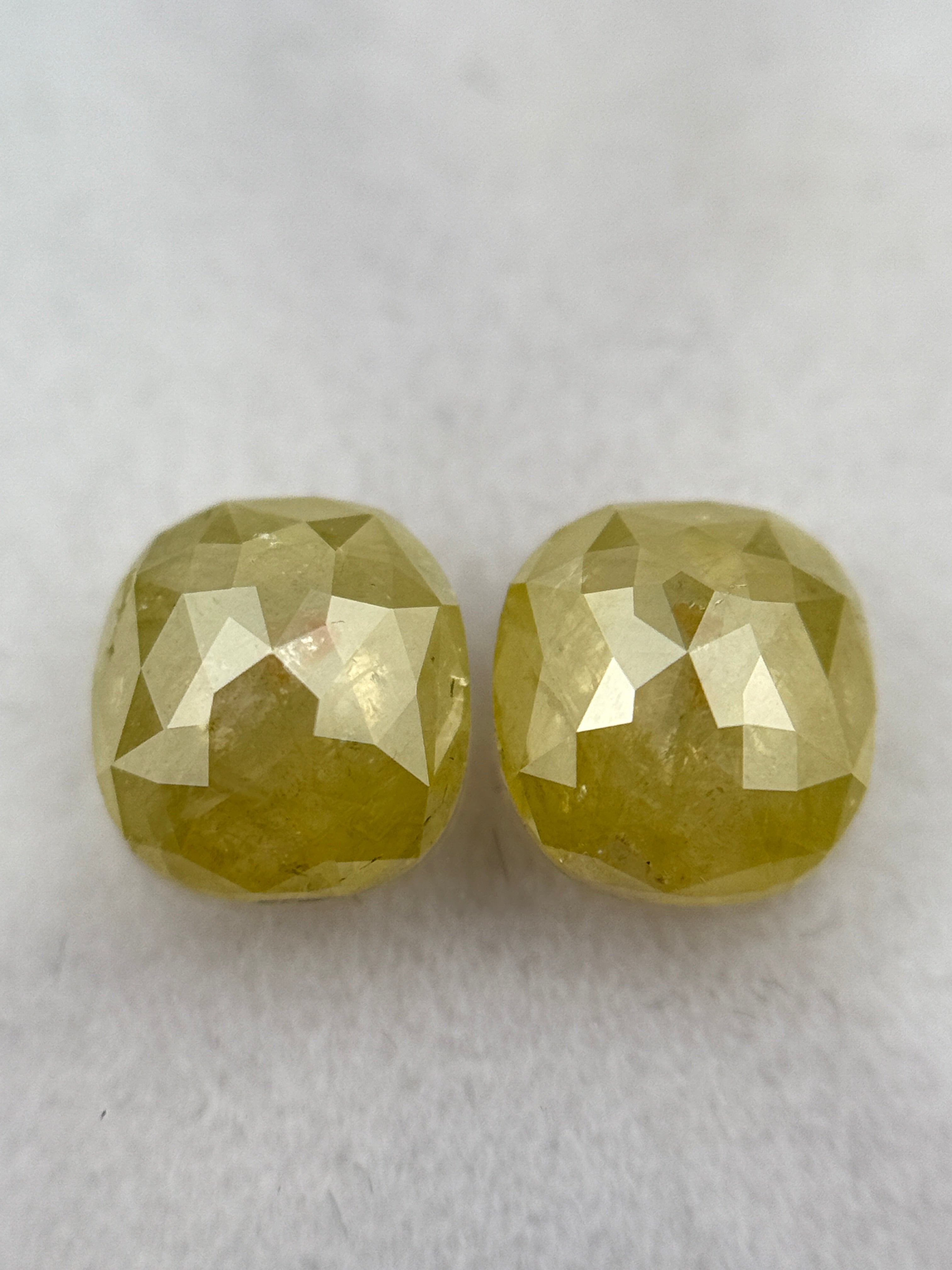 1.98 Ct Oval Rose Cut Yellow Natural Galaxy Diamond Pair