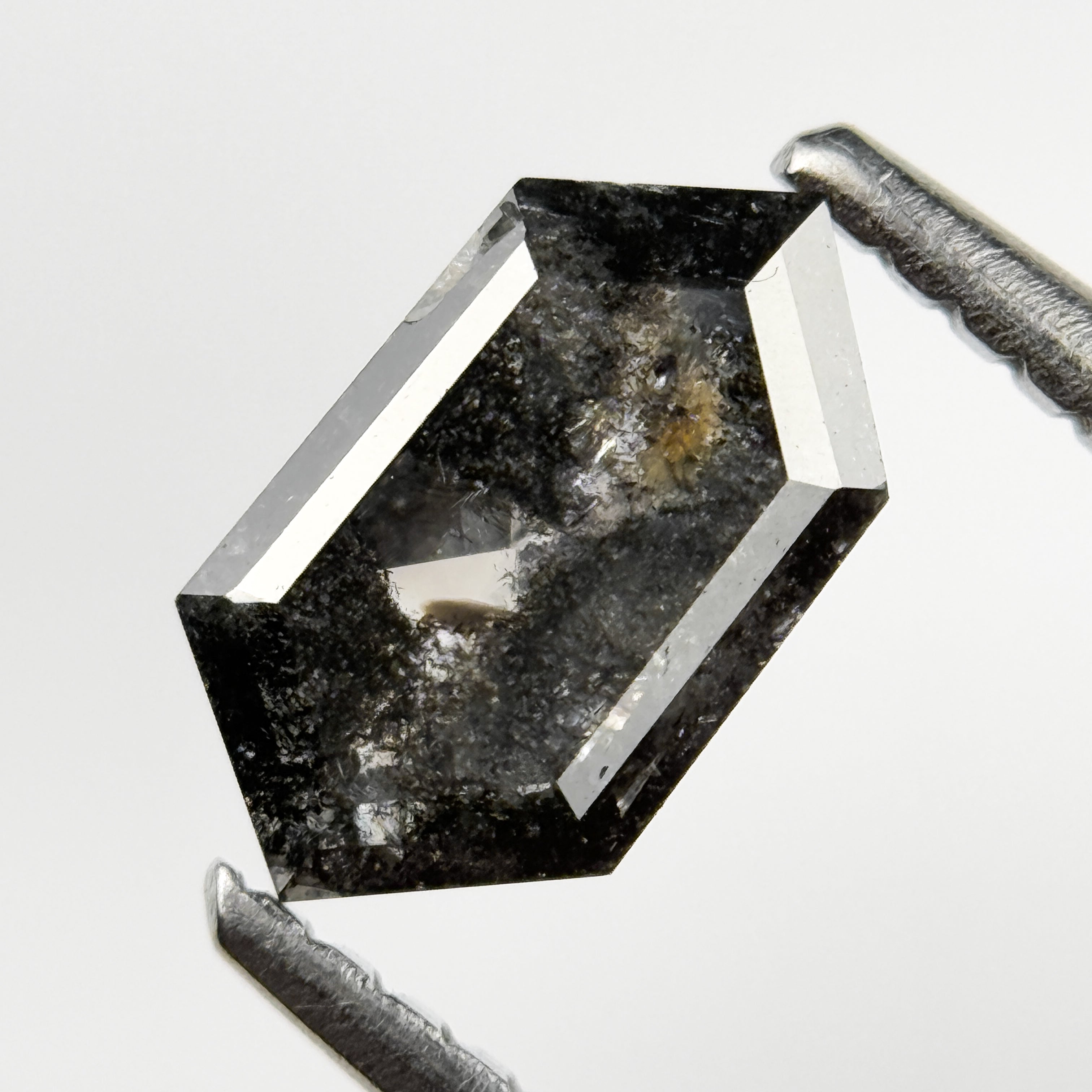 0.83 Ct Hexagon Rose Cut Grey Natural Salt and Pepper Diamond