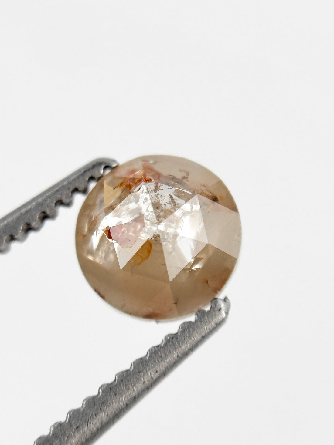 0.78 Ct Round Rose Cut Peach Natural Fancy Diamond