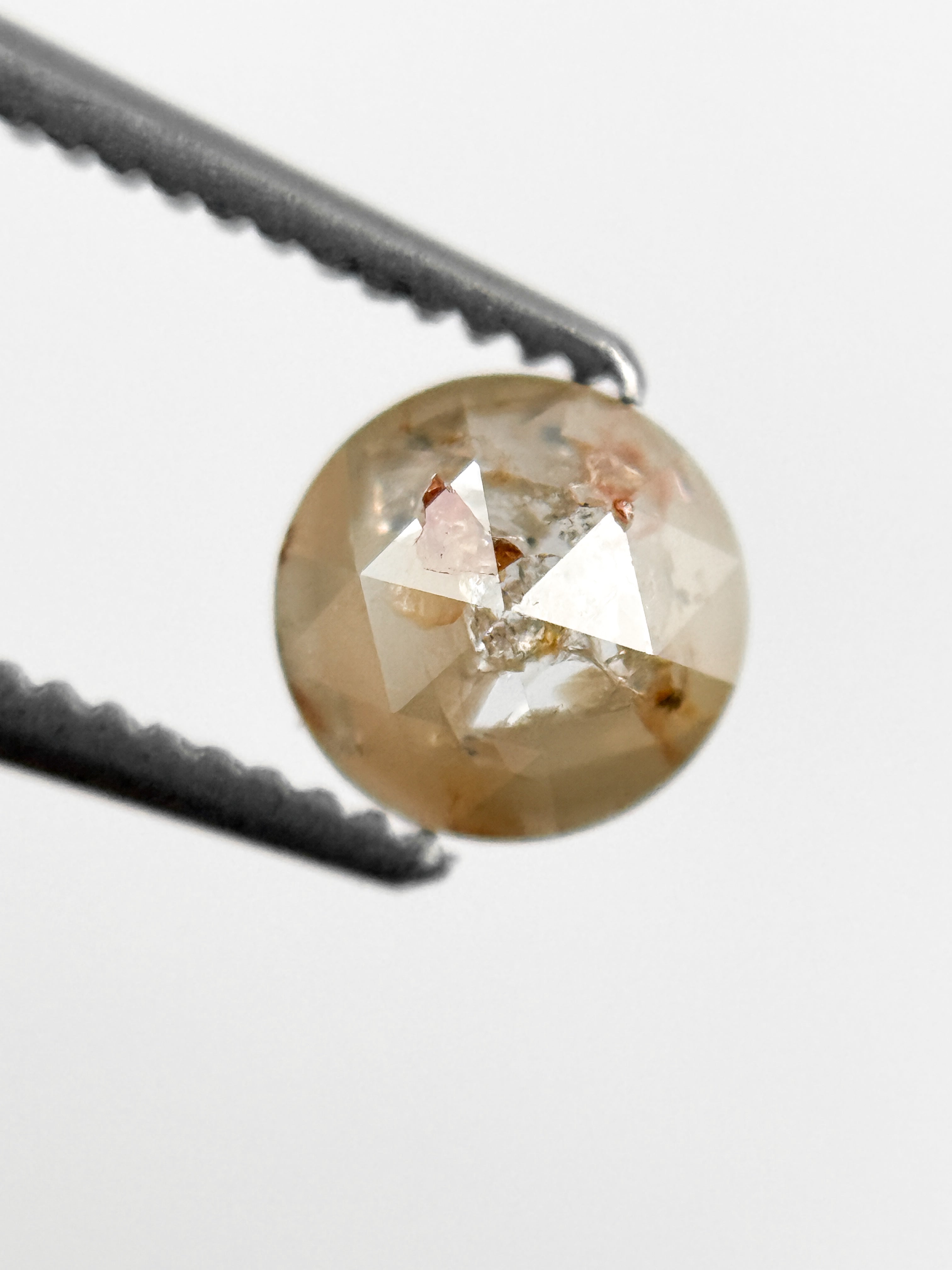 0.78 Ct Round Rose Cut Peach Natural Fancy Diamond