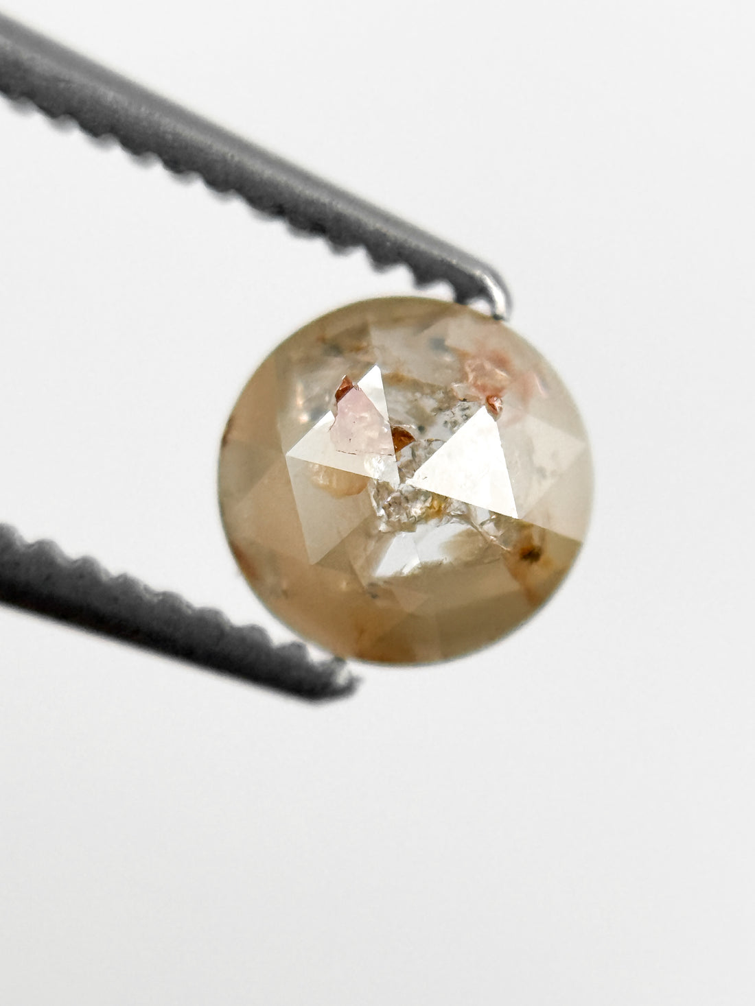 0.78 Ct Round Rose Cut Peach Natural Fancy Diamond