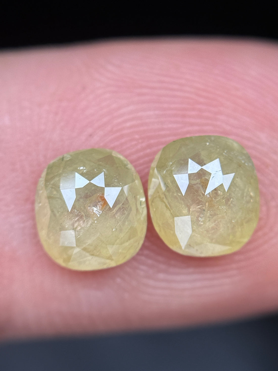 1.98 Ct Oval Rose Cut Yellow Natural Galaxy Diamond Pair