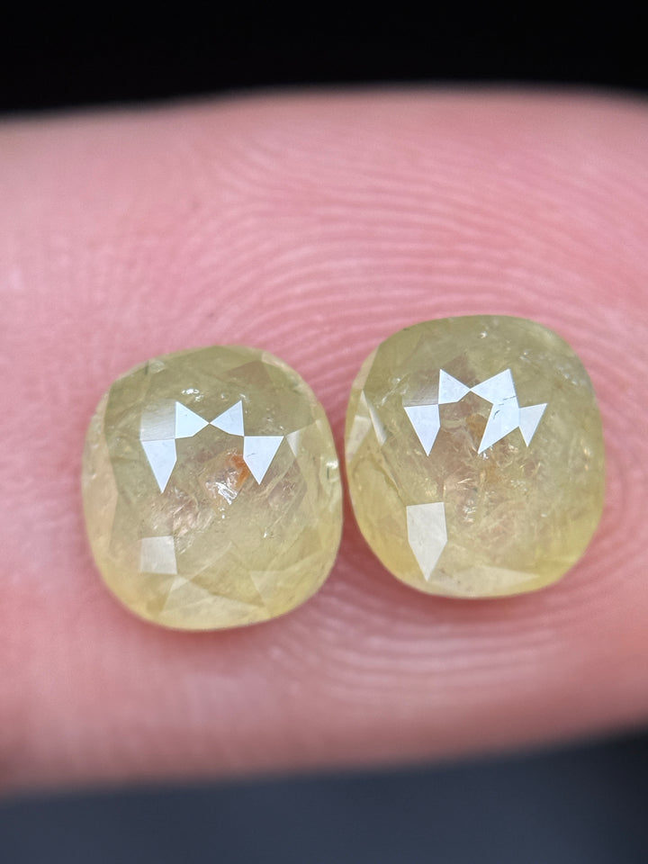 1.98 Ct Oval Rose Cut Yellow Natural Galaxy Diamond Pair