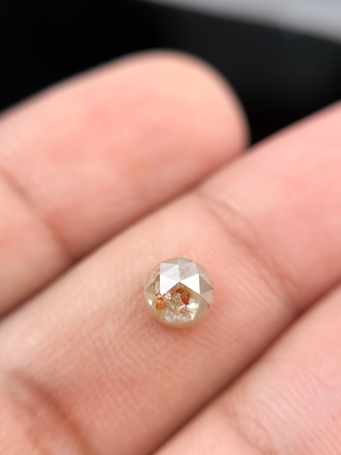 0.78 Ct Round Rose Cut Peach Natural Fancy Diamond