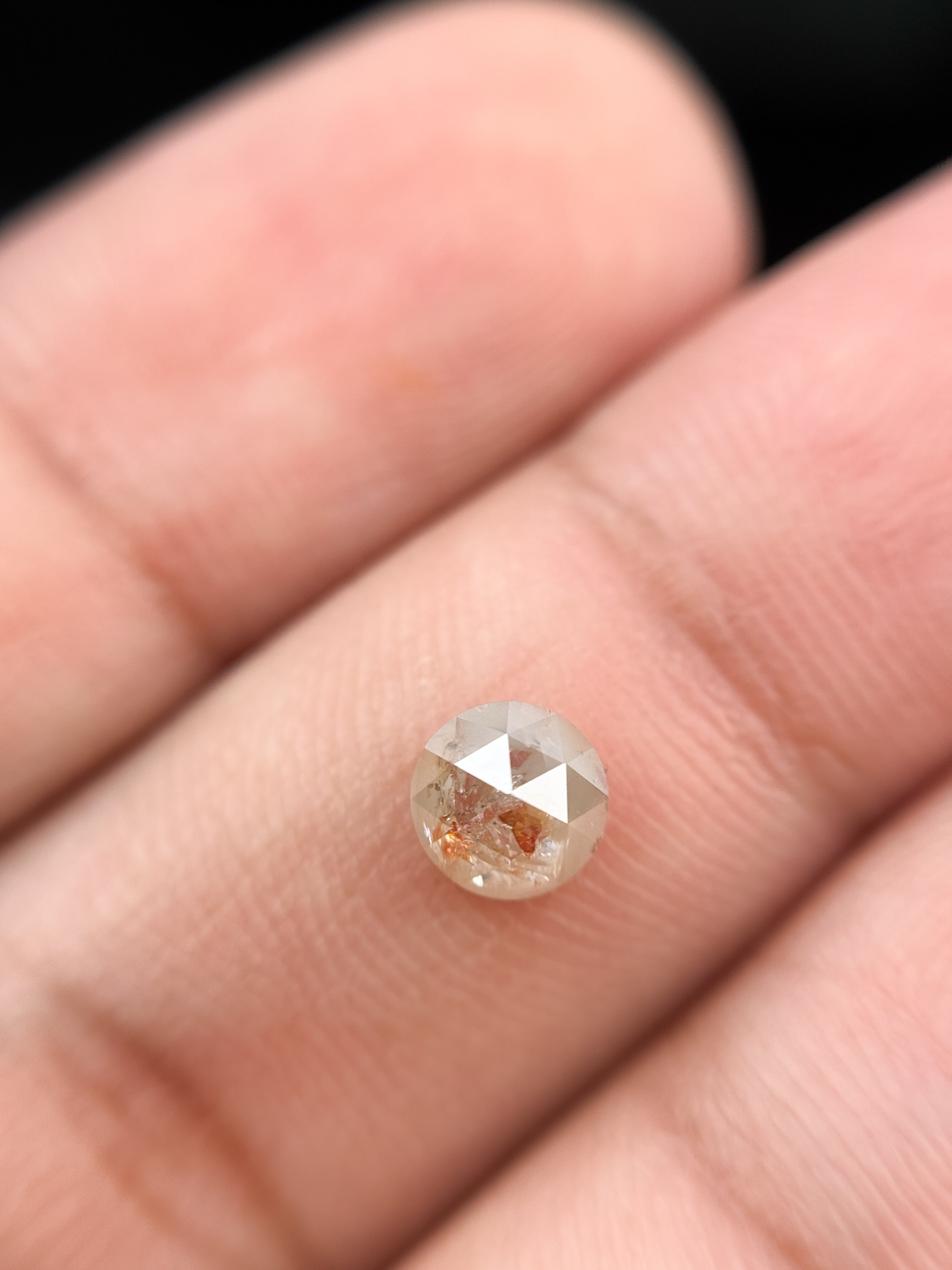 0.78 Ct Round Rose Cut Peach Natural Fancy Diamond