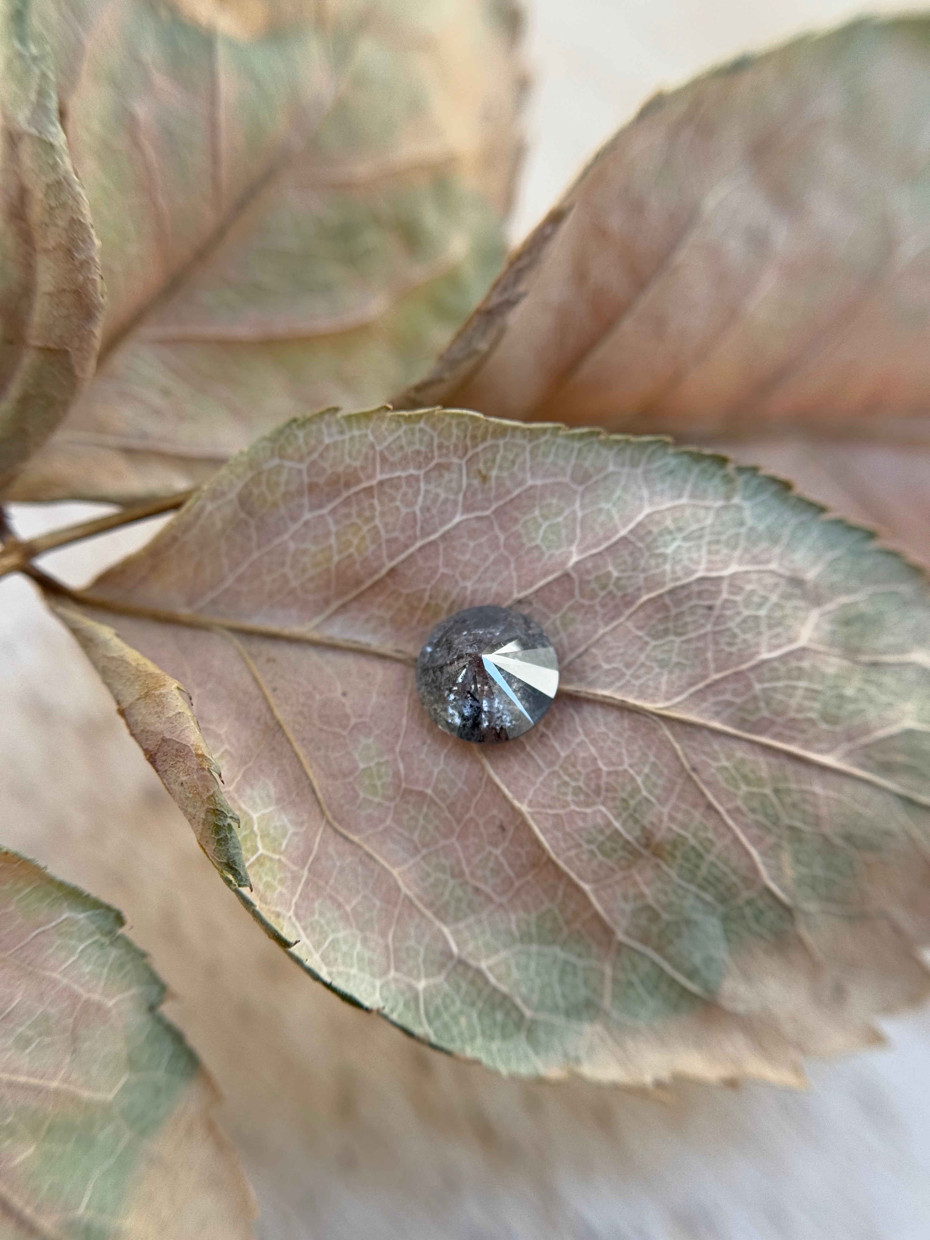 0.60 Ct Round Brilliant Cut Grey Natural Salt and Pepper Diamond