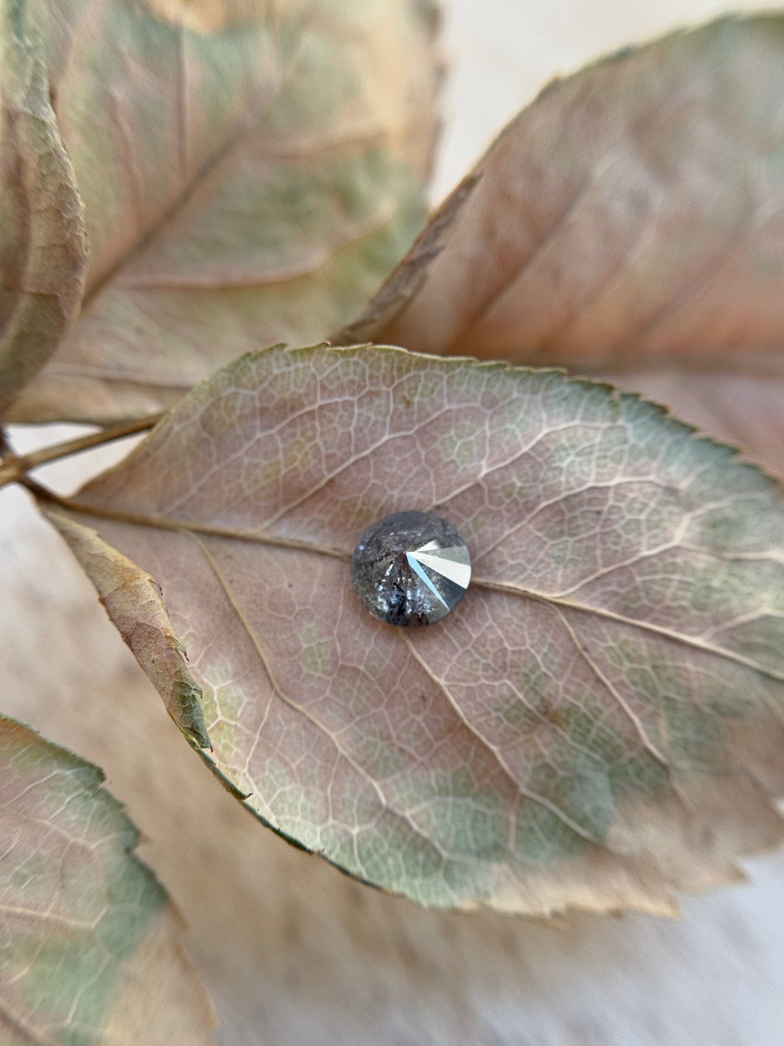 0.60 Ct Round Brilliant Cut Grey Natural Salt and Pepper Diamond